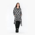  AKH Fashion Kleid in Vokuhila-Form, aus Materialmix, 1375.06882, Dunkelgrau-Grau, Kariert