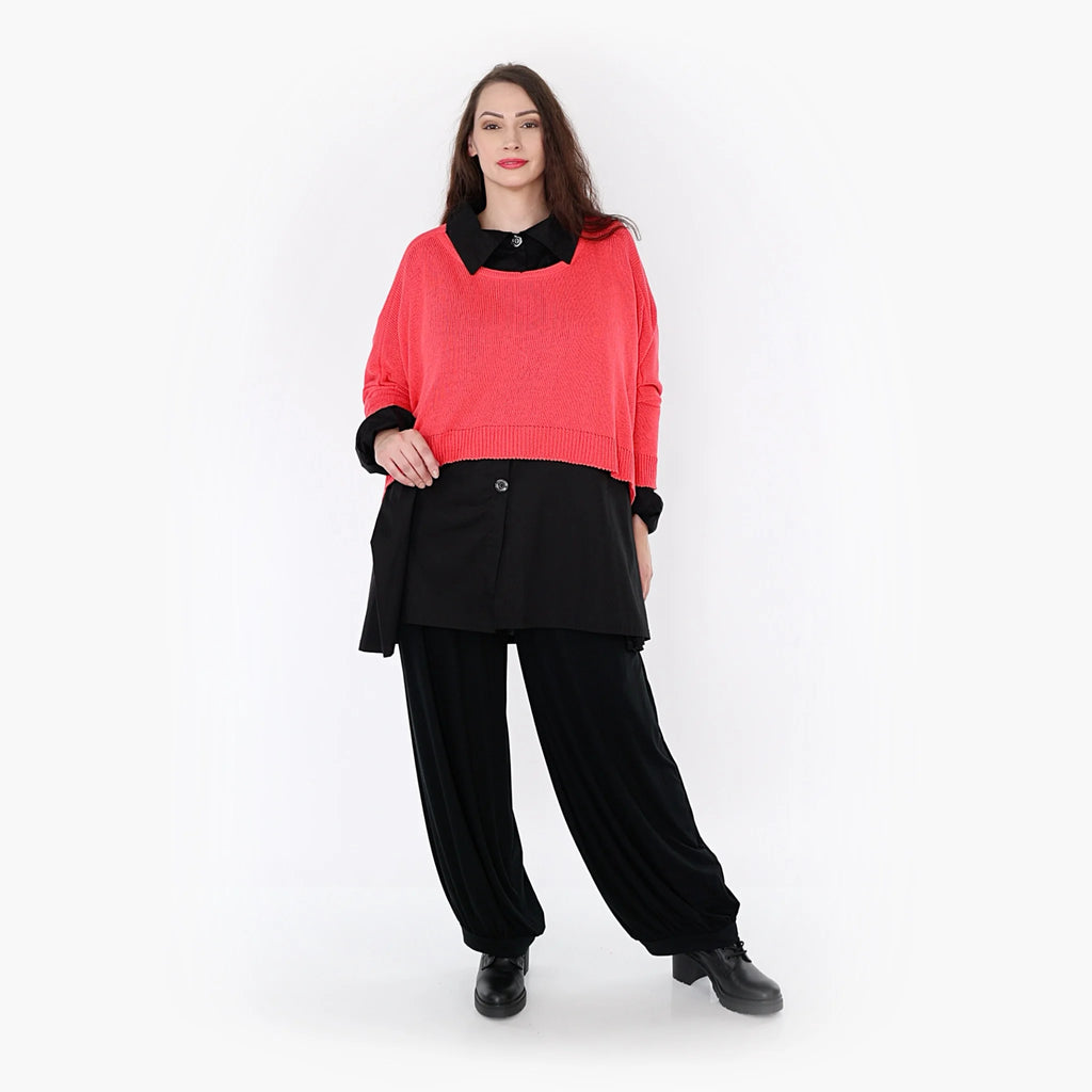  AKH Fashion Überwurf in kastiger Form, aus Materialmix, 1110.02336, Koralle, Schick