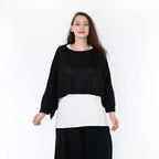 Überwurf von AKH Fashion aus Materialmix in kastiger Form, ausgefallene Lagenlook Mode