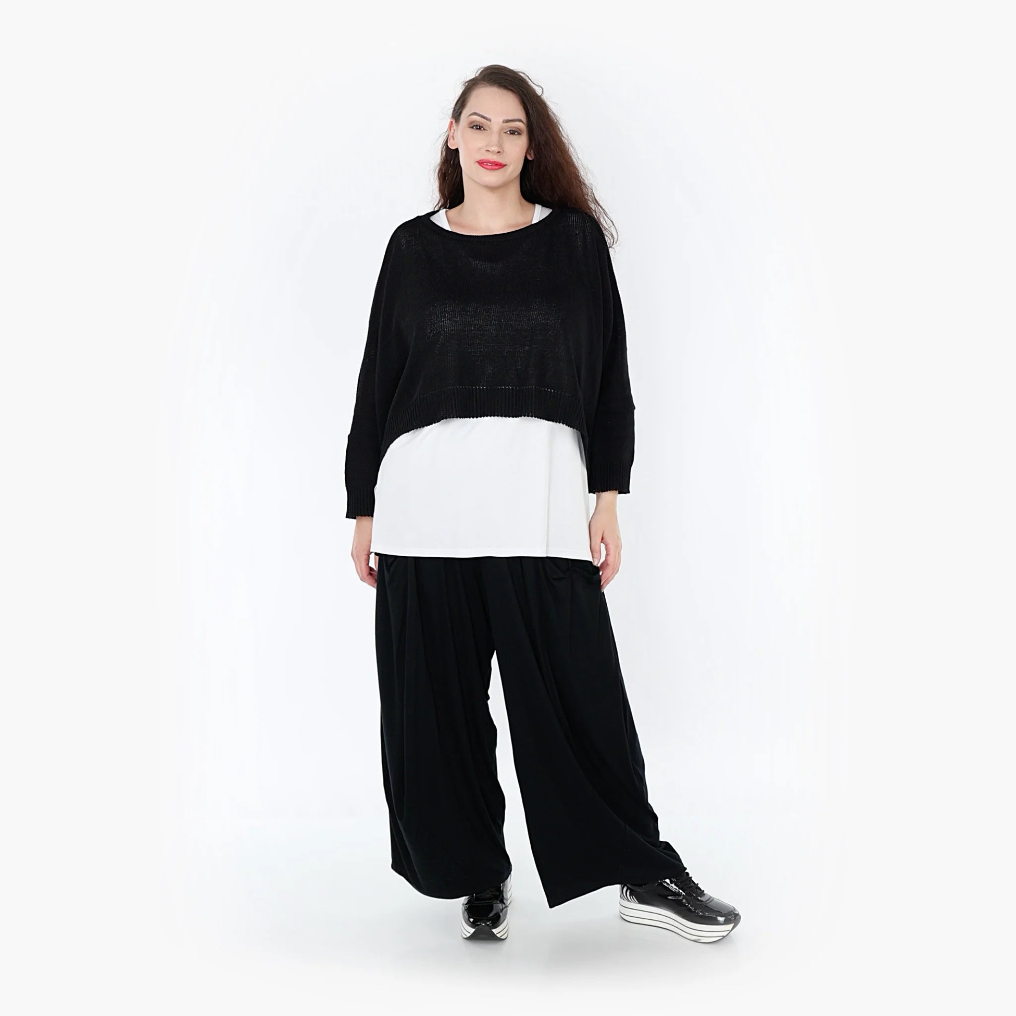 Überwurf von AKH Fashion aus Materialmix in kastiger Form, ausgefallene Lagenlook Mode