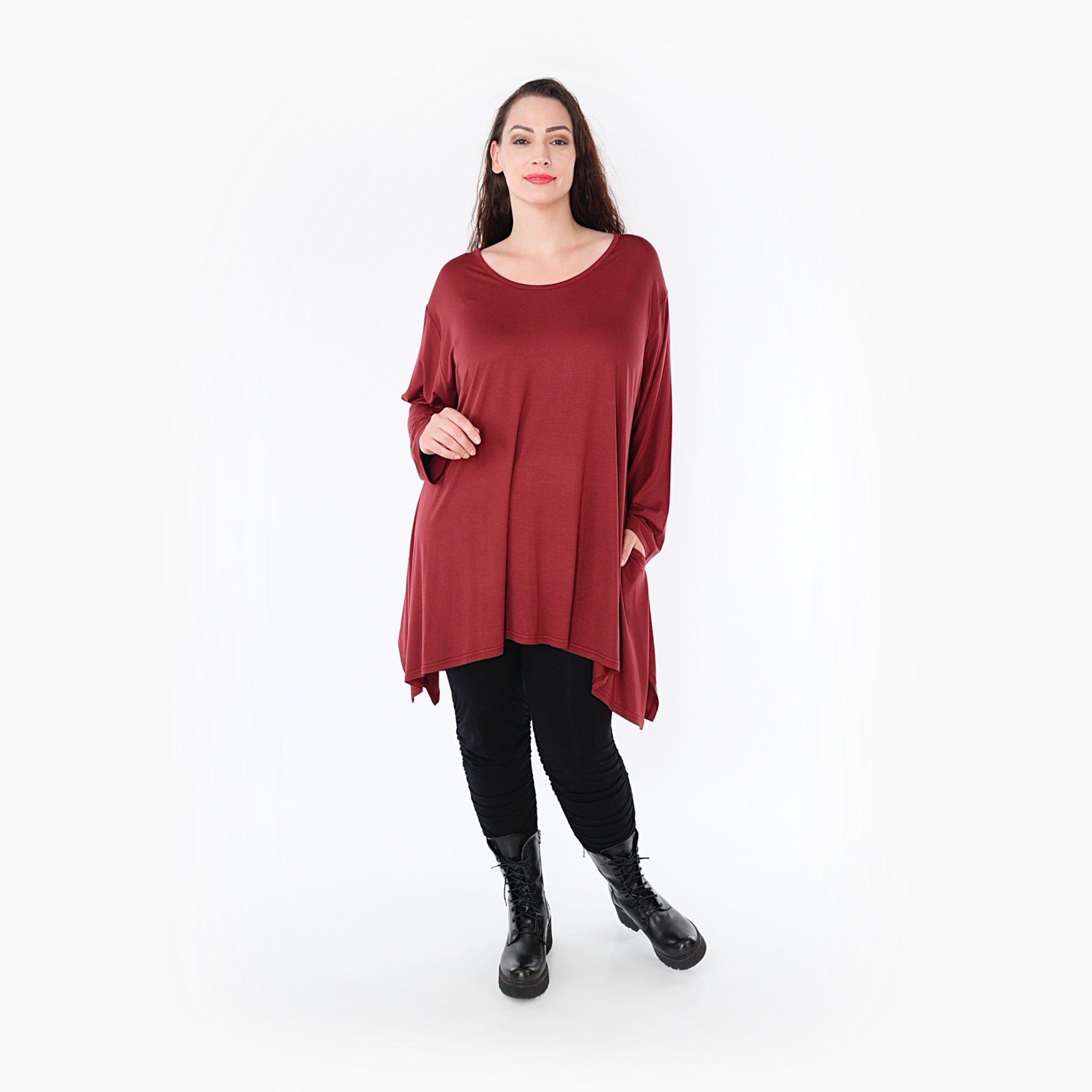  A-Form Shirt von AKH Fashion aus Viskose, 1233.1019L, Burgundy, Schick, Modern, Bequem