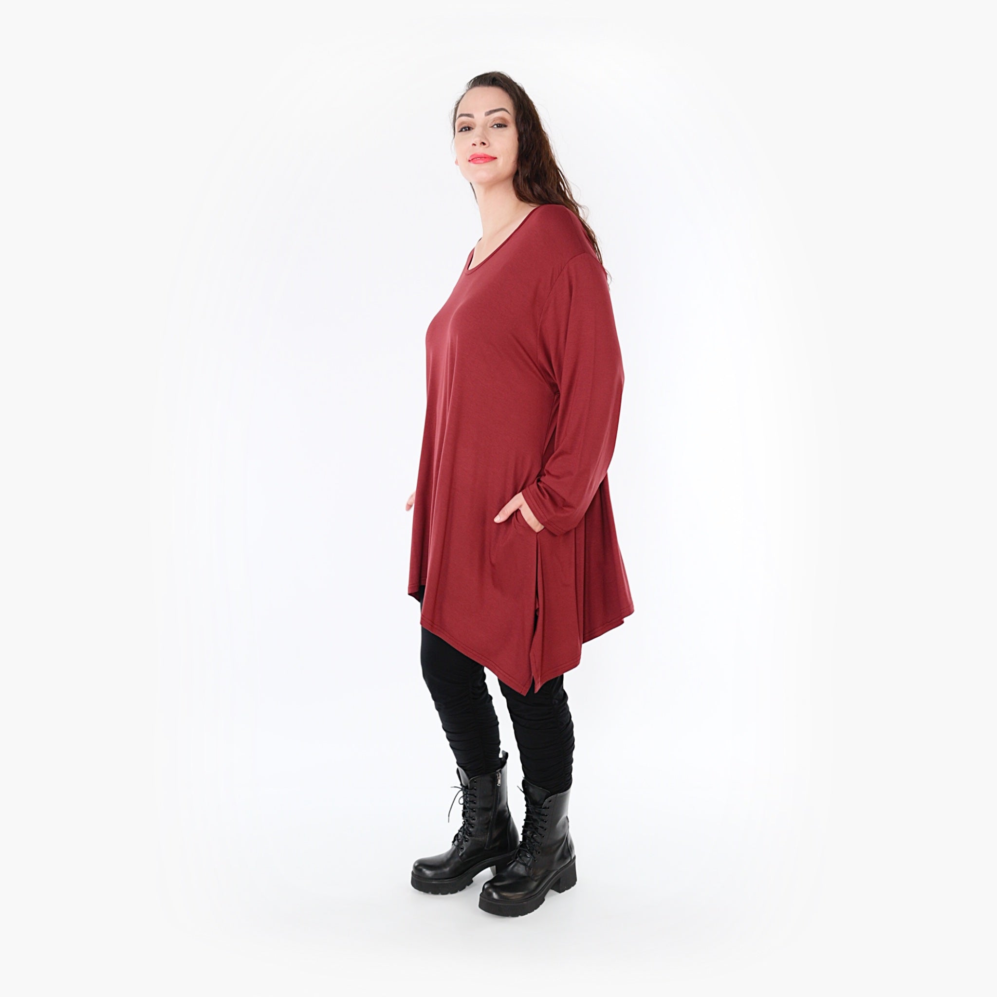  A-Form Shirt von AKH Fashion aus Viskose, 1233.1019L, Burgundy, Schick, Modern, Bequem