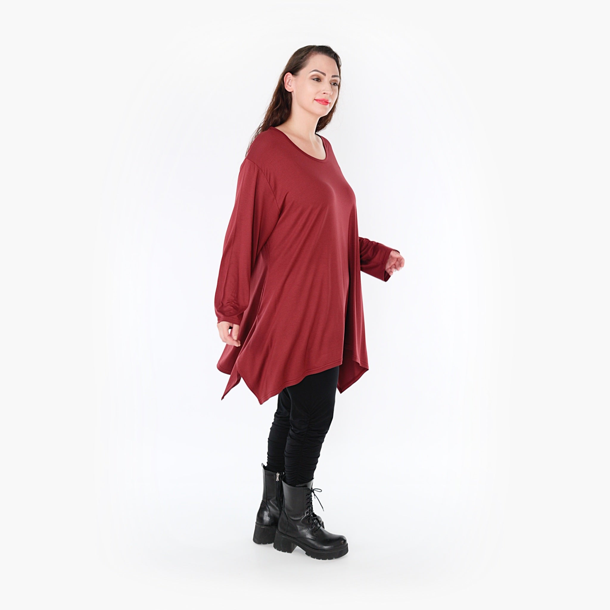  A-Form Shirt von AKH Fashion aus Viskose, 1233.1019L, Burgundy, Schick, Modern, Bequem