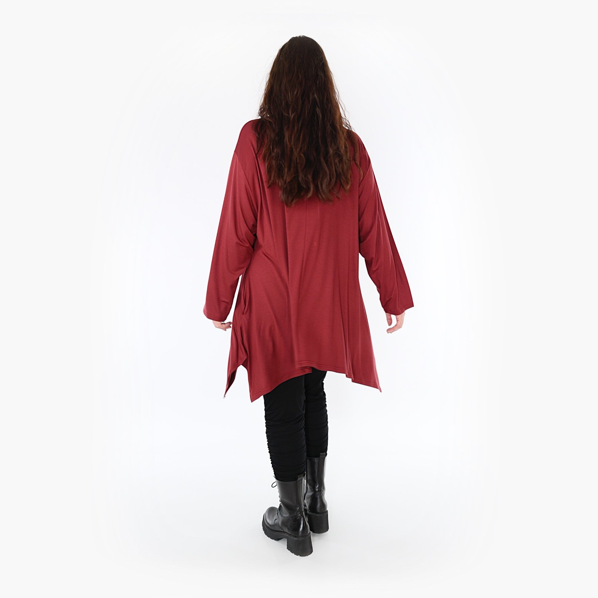  A-Form Shirt von AKH Fashion aus Viskose, 1233.1019L, Burgundy, Unifarben, Schick, Modern