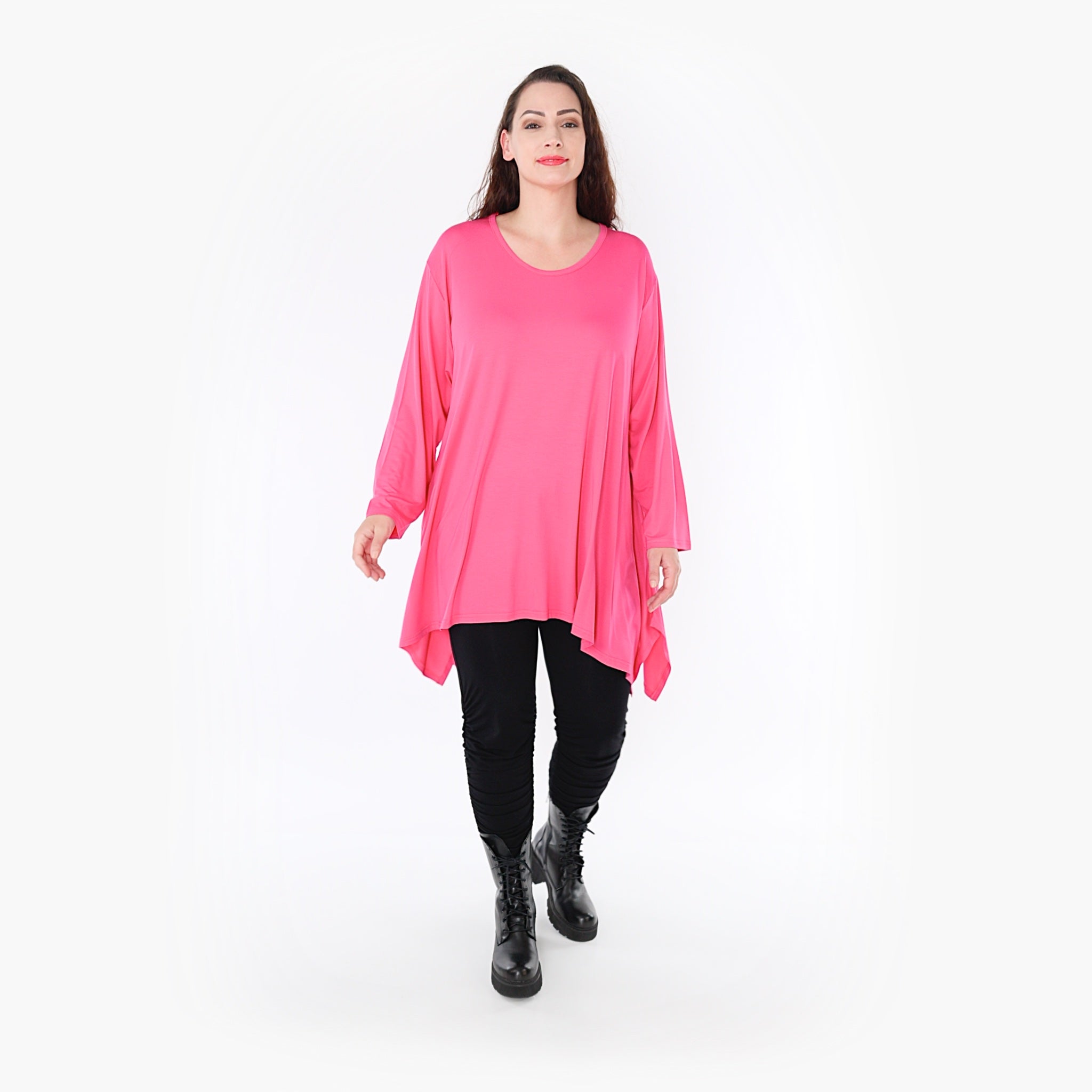  A-Form Shirt von AKH Fashion aus Viskose, 1233.1019L, Fuchsia, Schick, Modern, Bequem