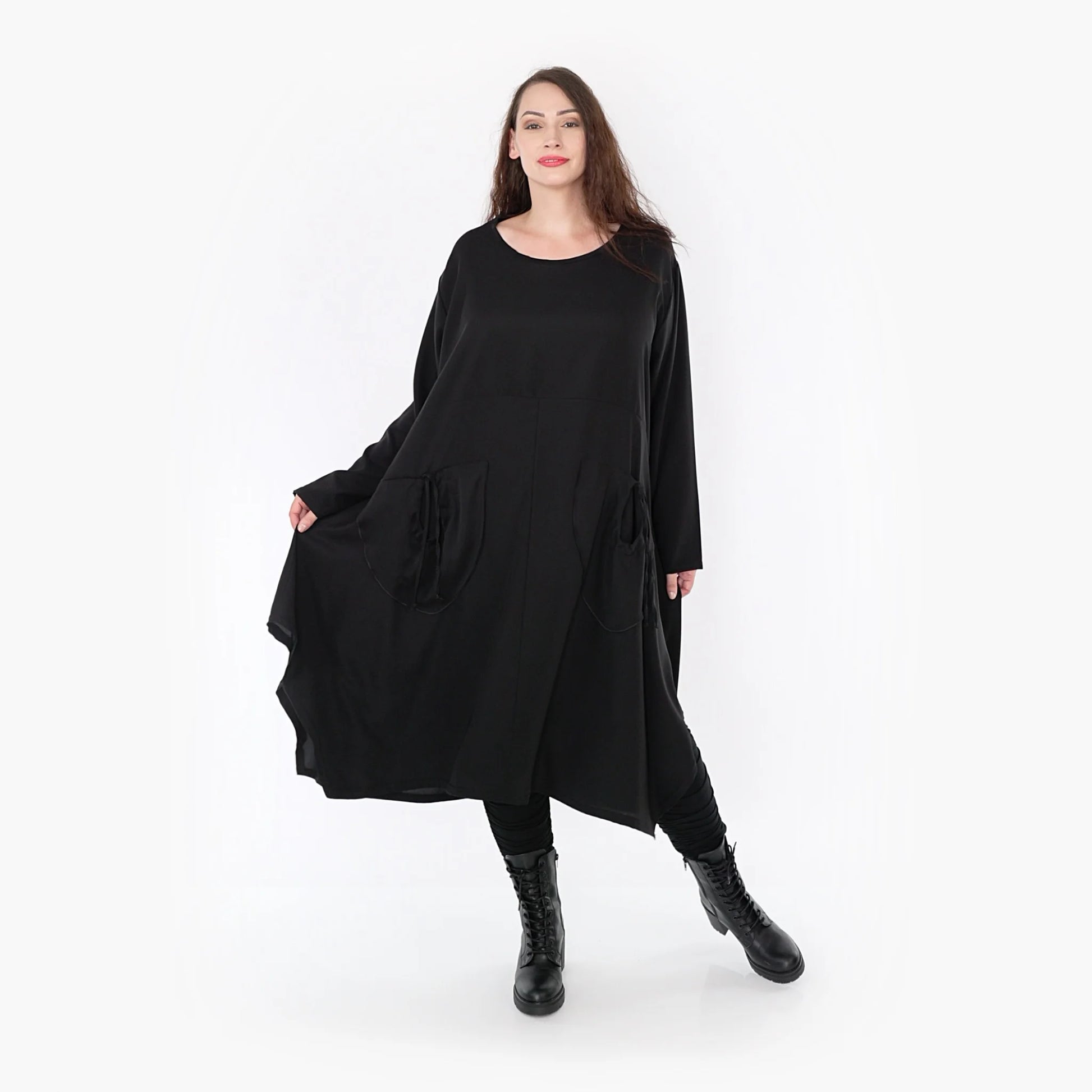  Ballonkleid von AKH Fashion aus Viskose, 1325.06025, Schwarz, Unifarben, Schick, Modern