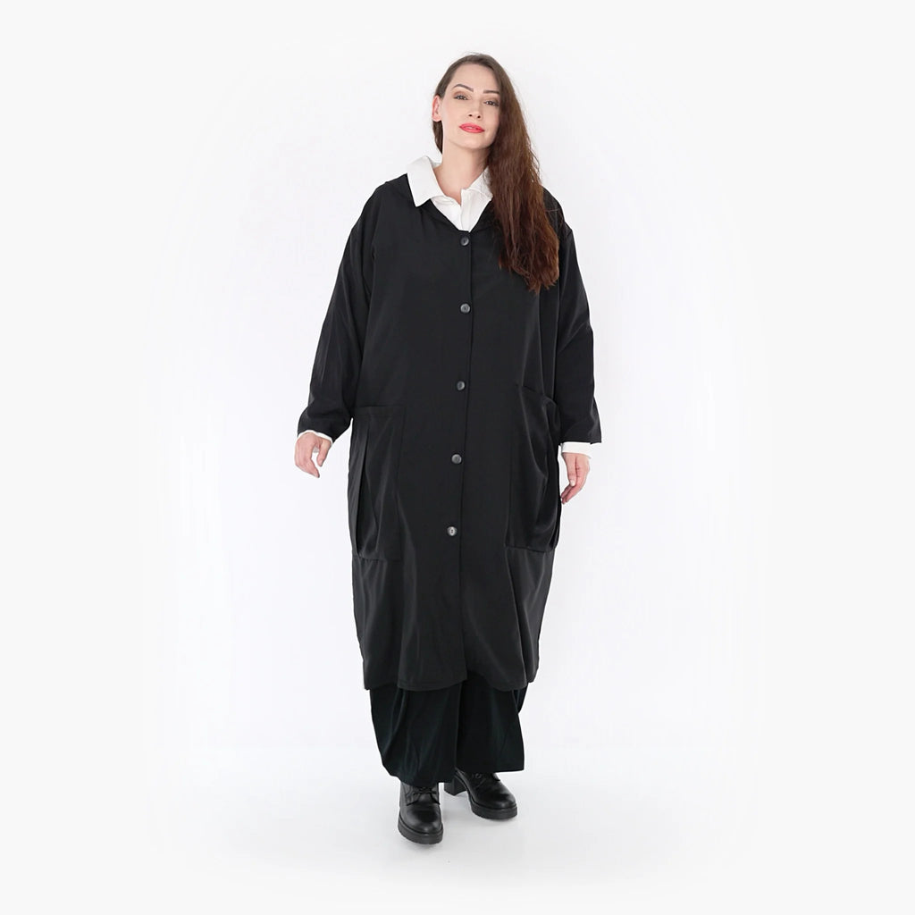  A-Form Mantel von AKH Fashion aus Viskose, 1325.06976, Schwarz, Schick, Modern, Bequem