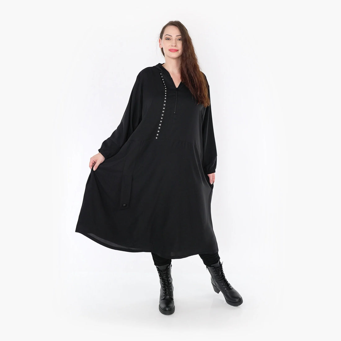  Ballonkleid von AKH Fashion aus Viskose, 1325.06983, Schwarz, Unifarben, Schick, Modern