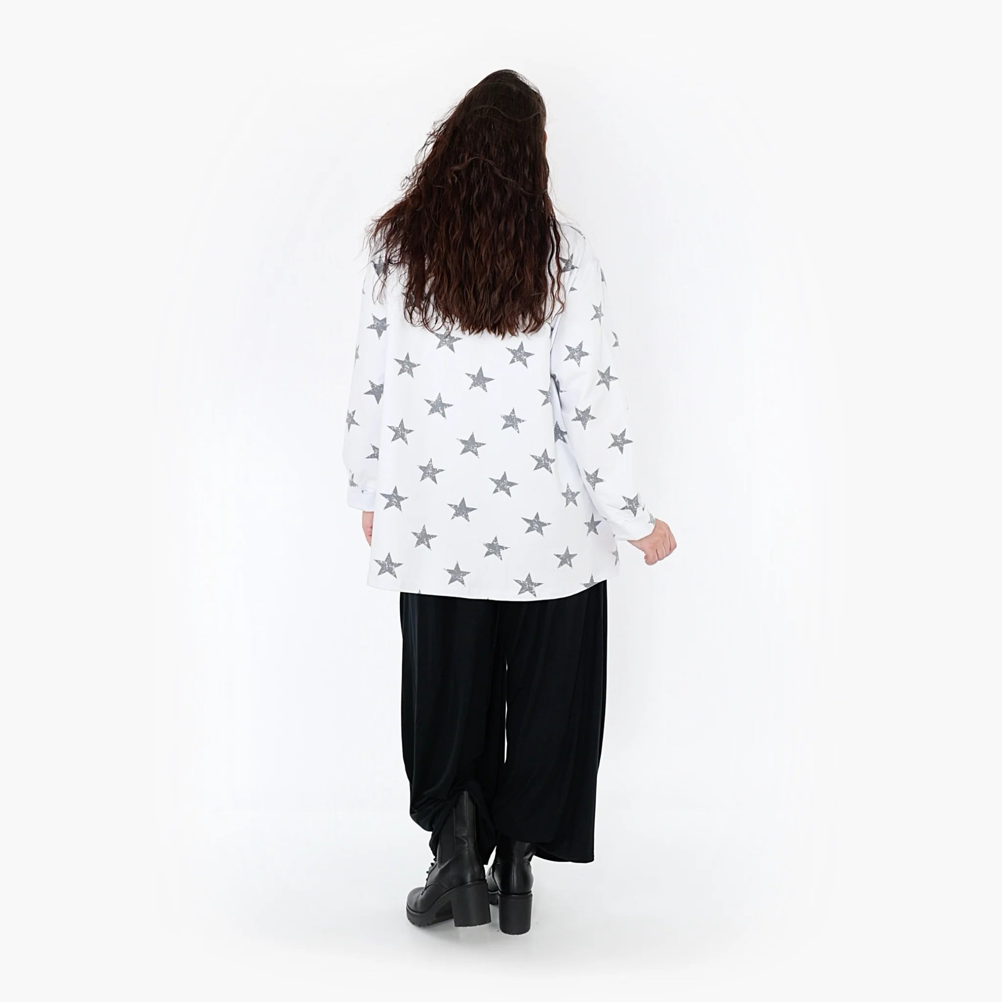  AKH Fashion Bigshirt in gerader Form, aus Baumwolle, 1328.02153, Weiß-Grau, Schick, Modern