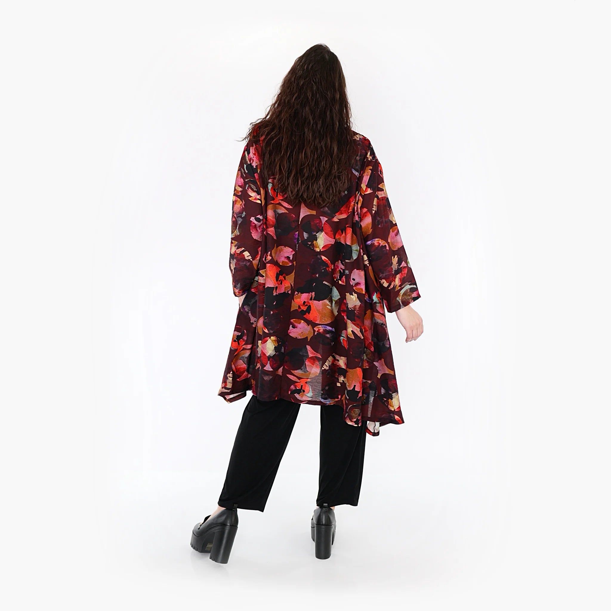  A-Form Jacke von AKH Fashion aus Viskose, 1335.02667, Weinrot-Mehrfarbig, Punkte, Schick