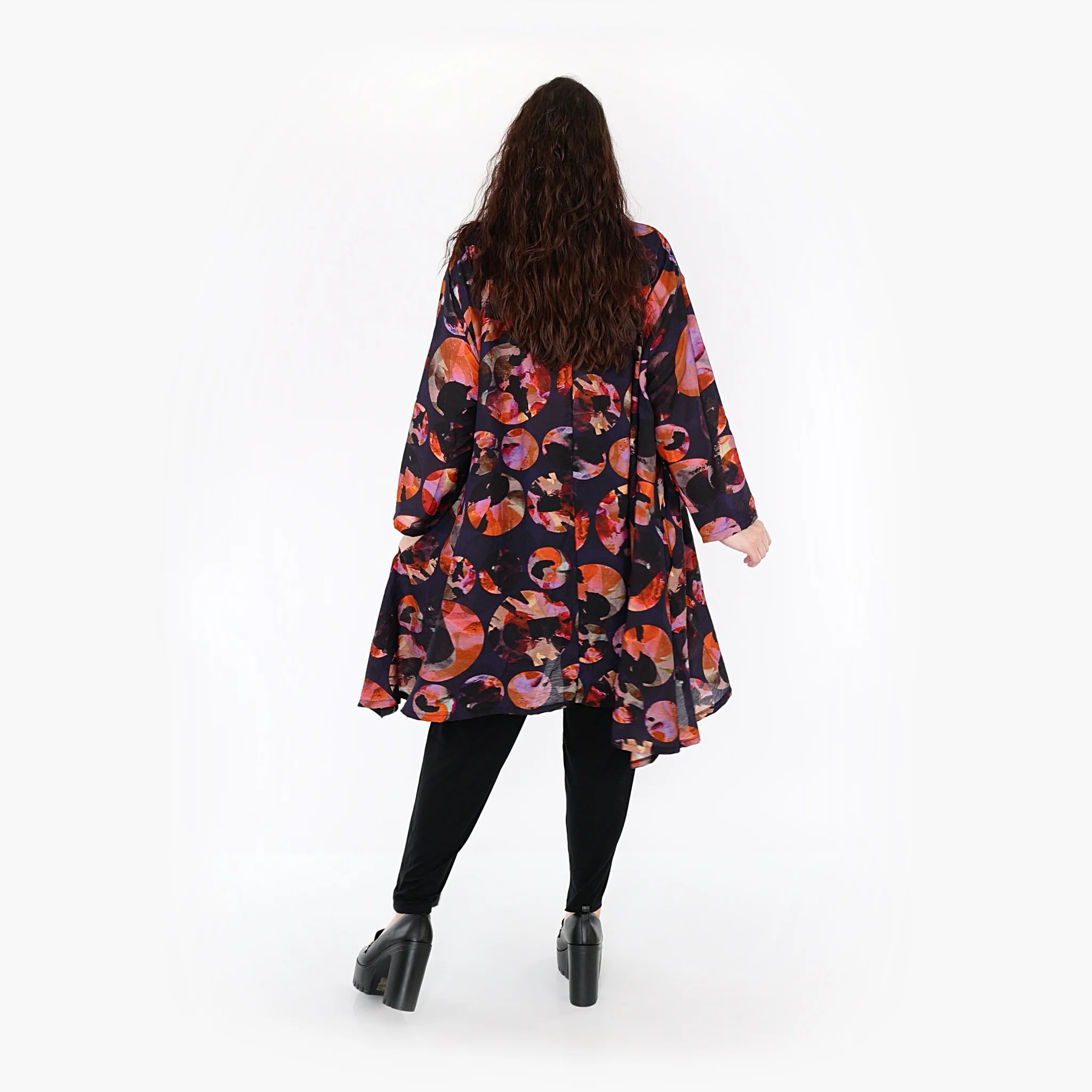  A-Form Jacke von AKH Fashion aus Viskose, 1335.02667, Lila-Mehrfarbig, Punkte, Schick