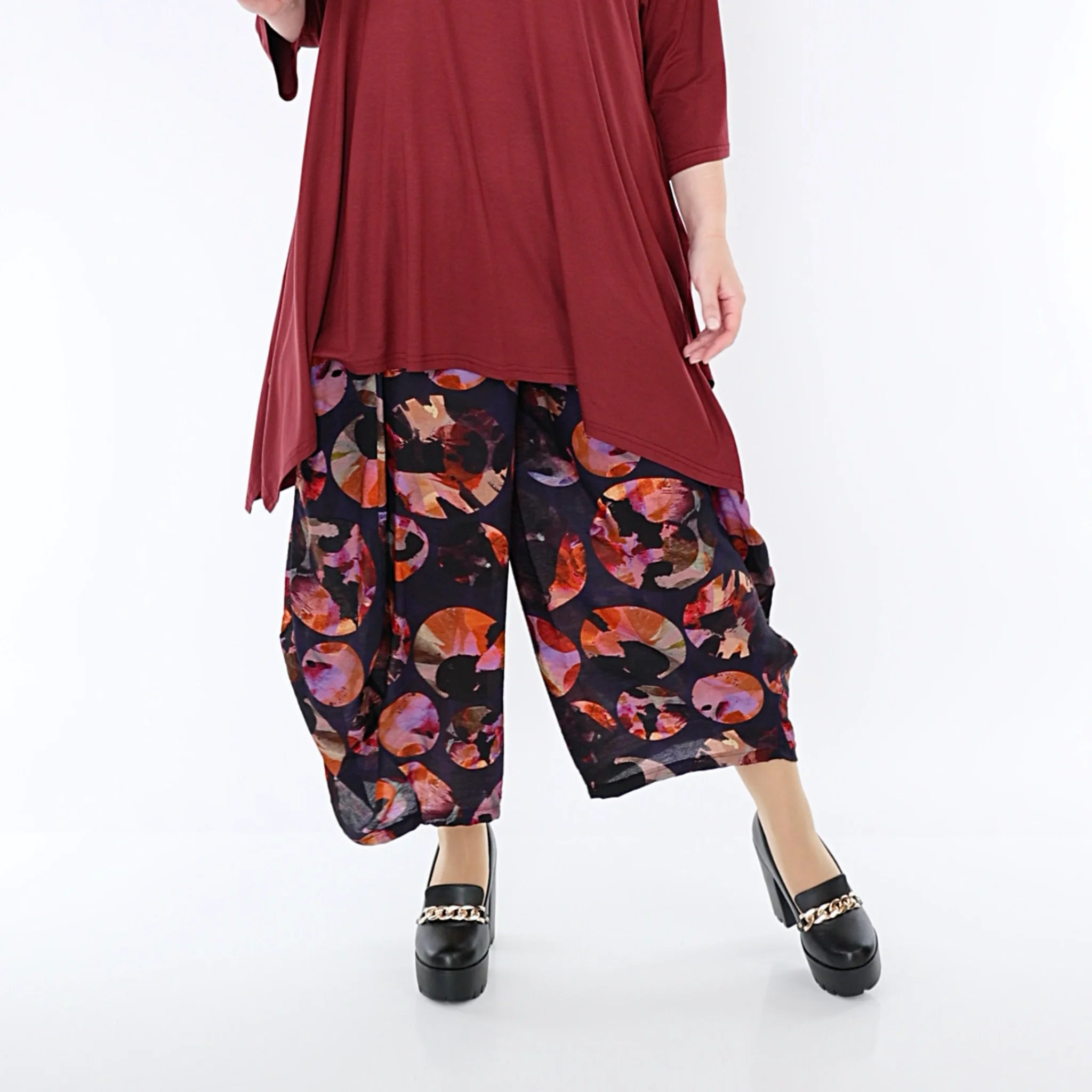  Ballonhose von AKH Fashion aus Viskose, 1335.08069, Lila-Mehrfarbig, Punkte, Schick