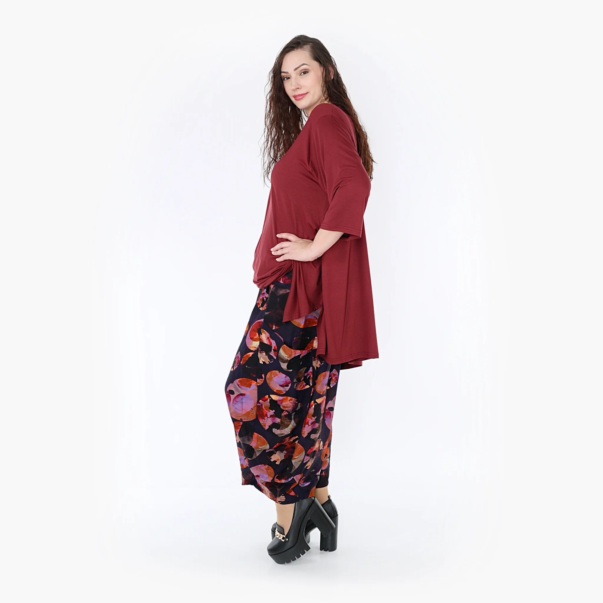  Ballonhose von AKH Fashion aus Viskose, 1335.08069, Lila-Mehrfarbig, Punkte, Schick
