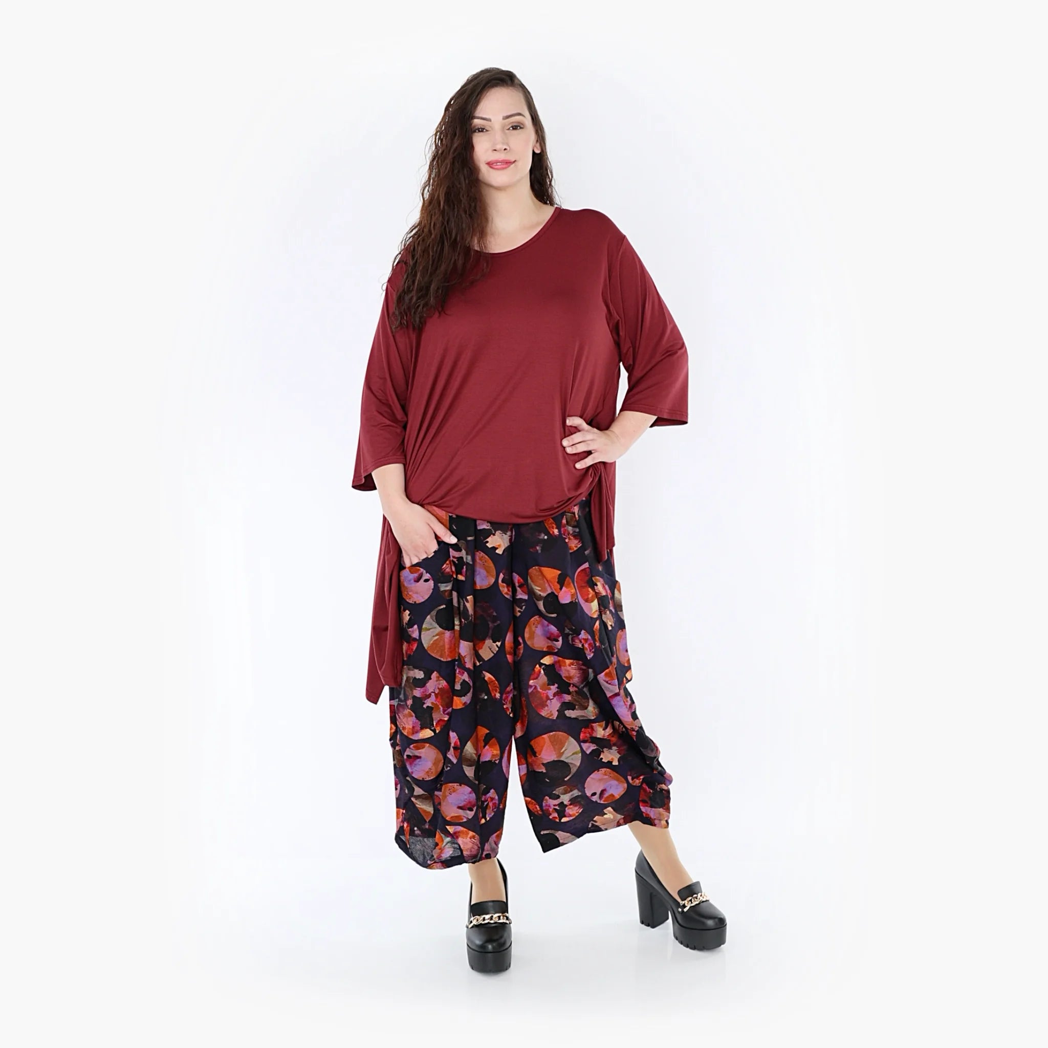  Ballonhose von AKH Fashion aus Viskose, 1335.08069, Lila-Mehrfarbig, Punkte, Schick