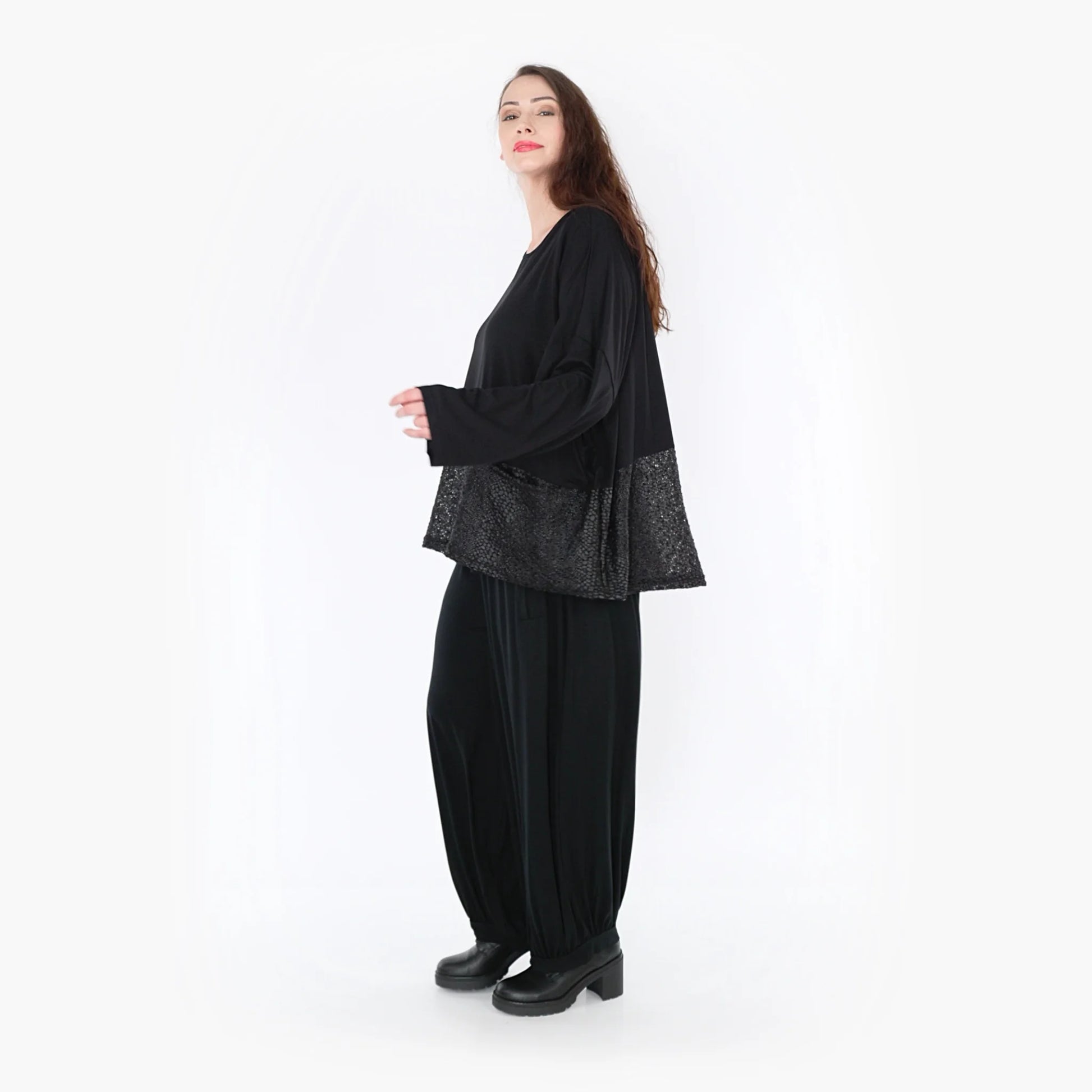  Bigshirt von AKH Fashion aus Viskose in kastiger Form, 1339.06888, Schwarz, Schick, Modern