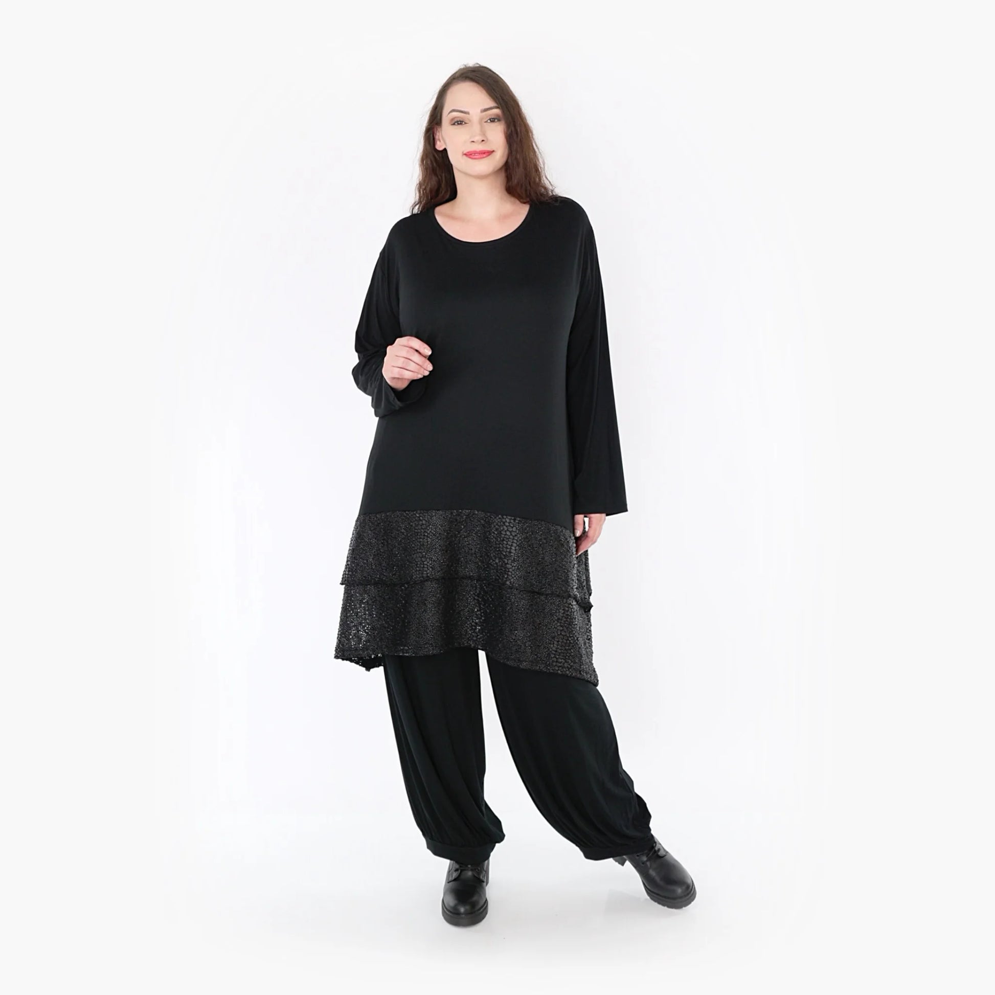  A-Form Bigshirt von AKH Fashion aus Viskose, 1339.06890, Schwarz, Unifarben, Schick, Modern