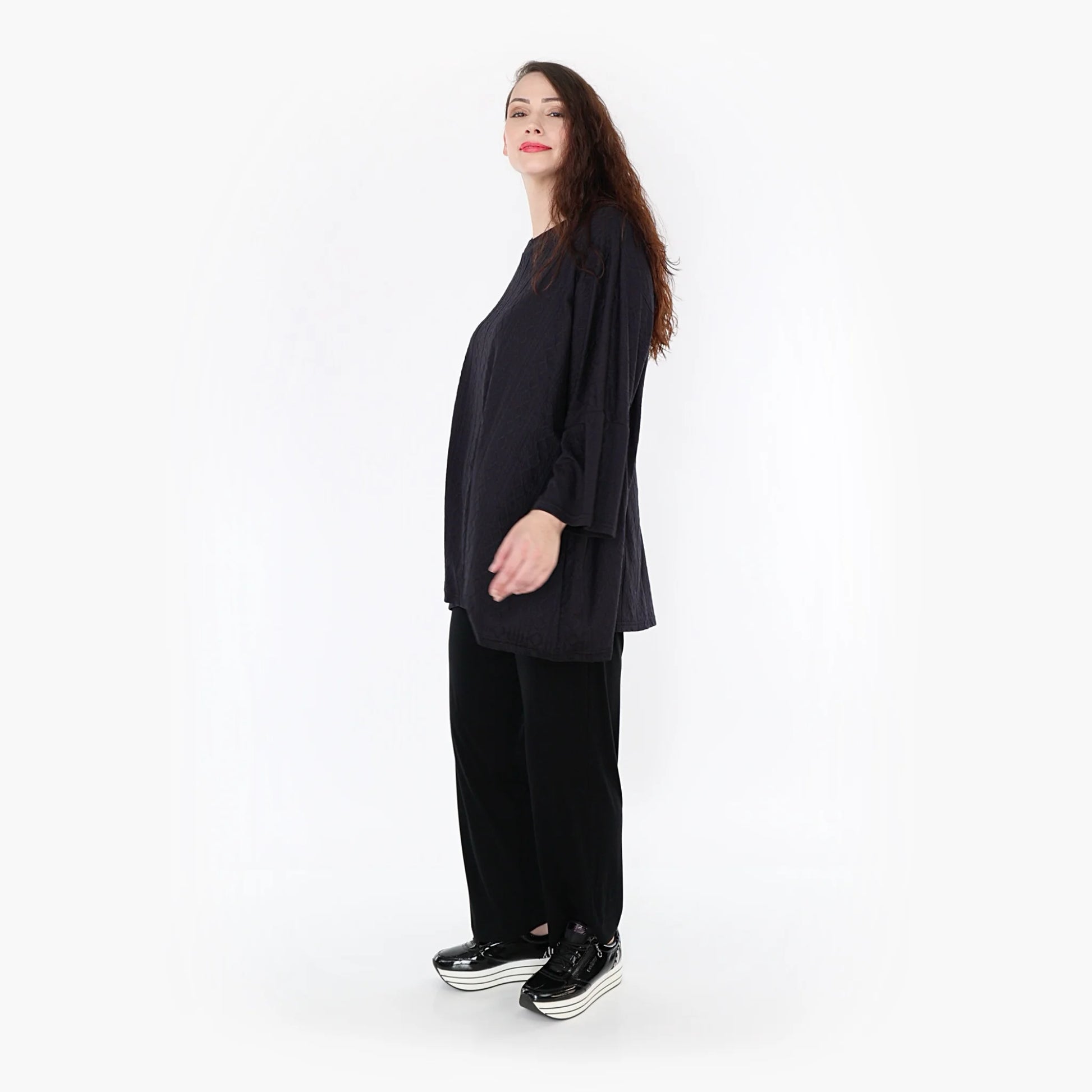  A-Form Bigshirt von AKH Fashion aus Viskose, 1340.06973, Schwarz, Unifarben, Schick, Modern