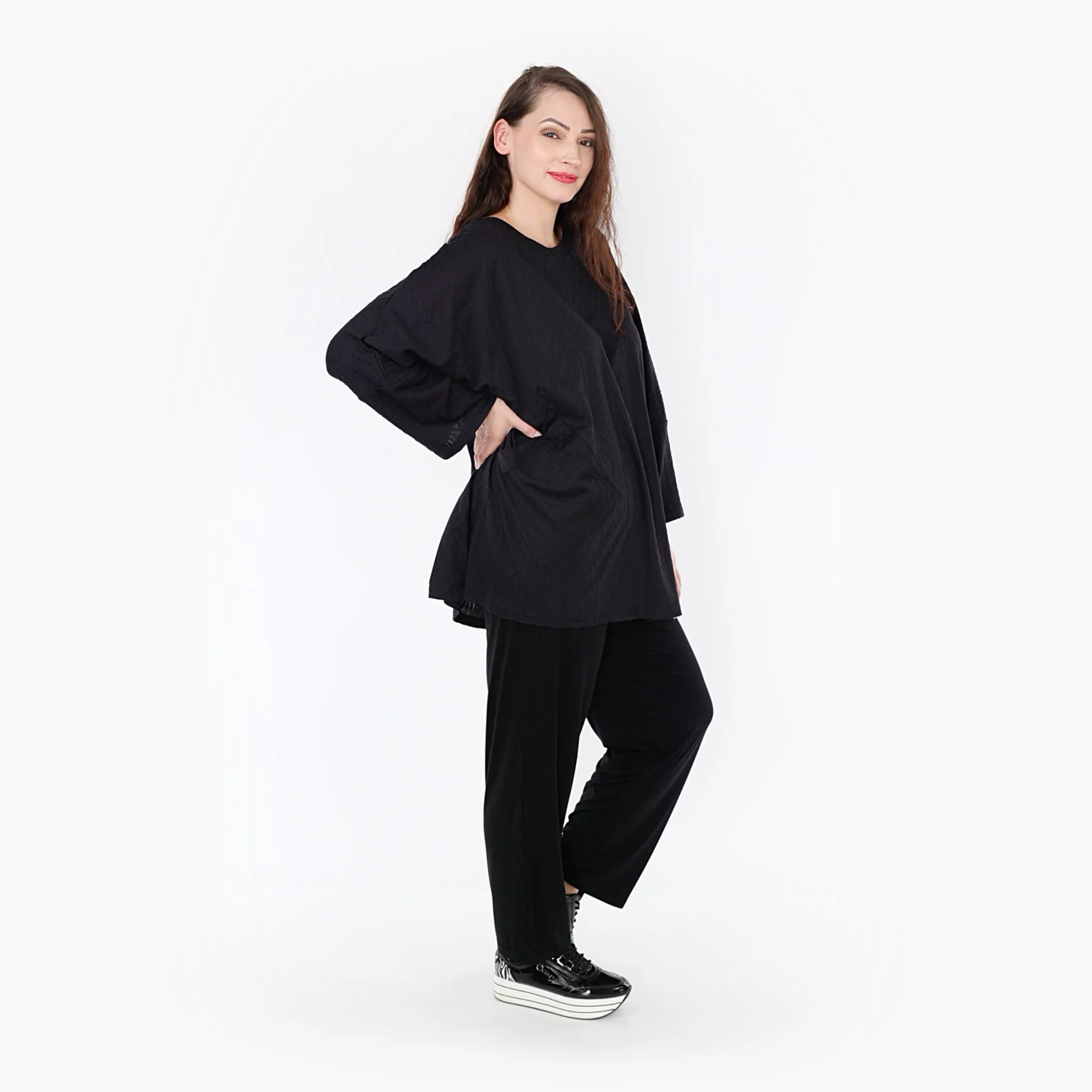  A-Form Bigshirt von AKH Fashion aus Viskose, 1340.06973, Schwarz, Schick, Modern, Bequem