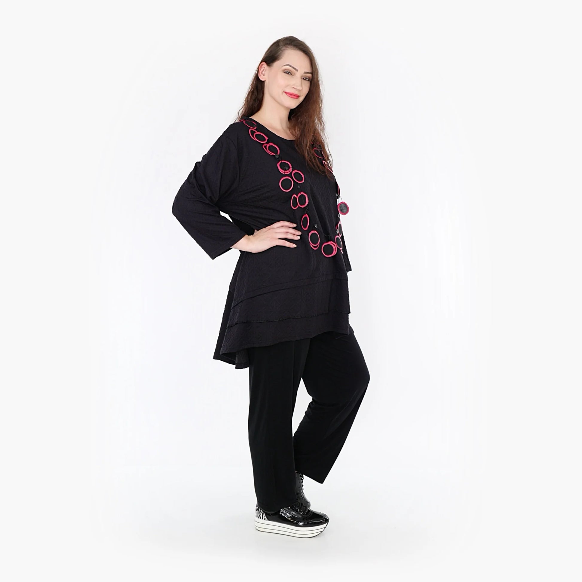  A-Form Shirt von AKH Fashion aus Viskose, 1342.06976, Schwarz, Unifarben, Schick, Modern