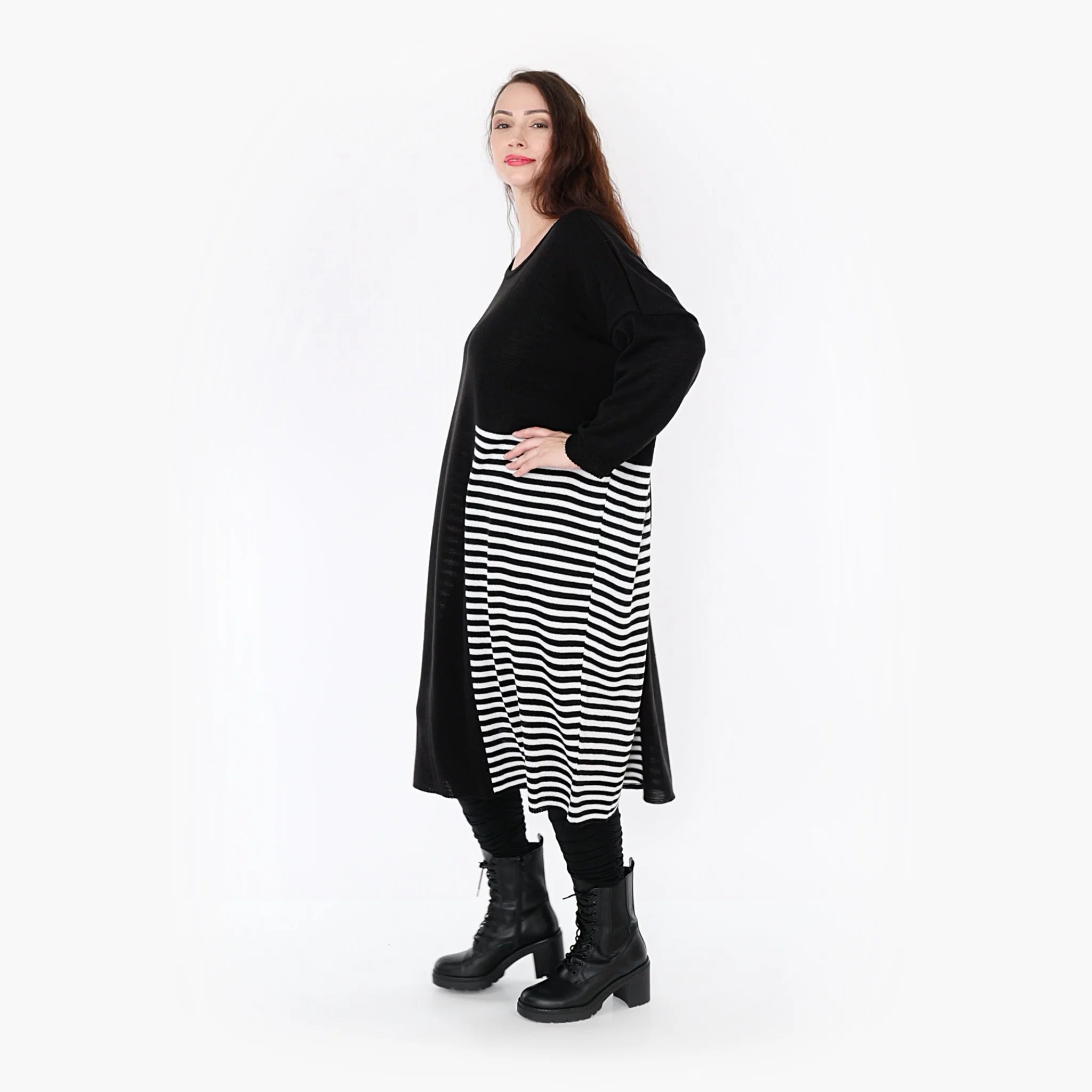  Ballonkleid von AKH Fashion aus Baumwolle, 1343.02333, Schwarz-Weiß, Schick, Modern
