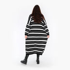  AKH Fashion Kleid in gerader Form, aus Baumwolle, 1343.02337, Schwarz-Weiß, Schick