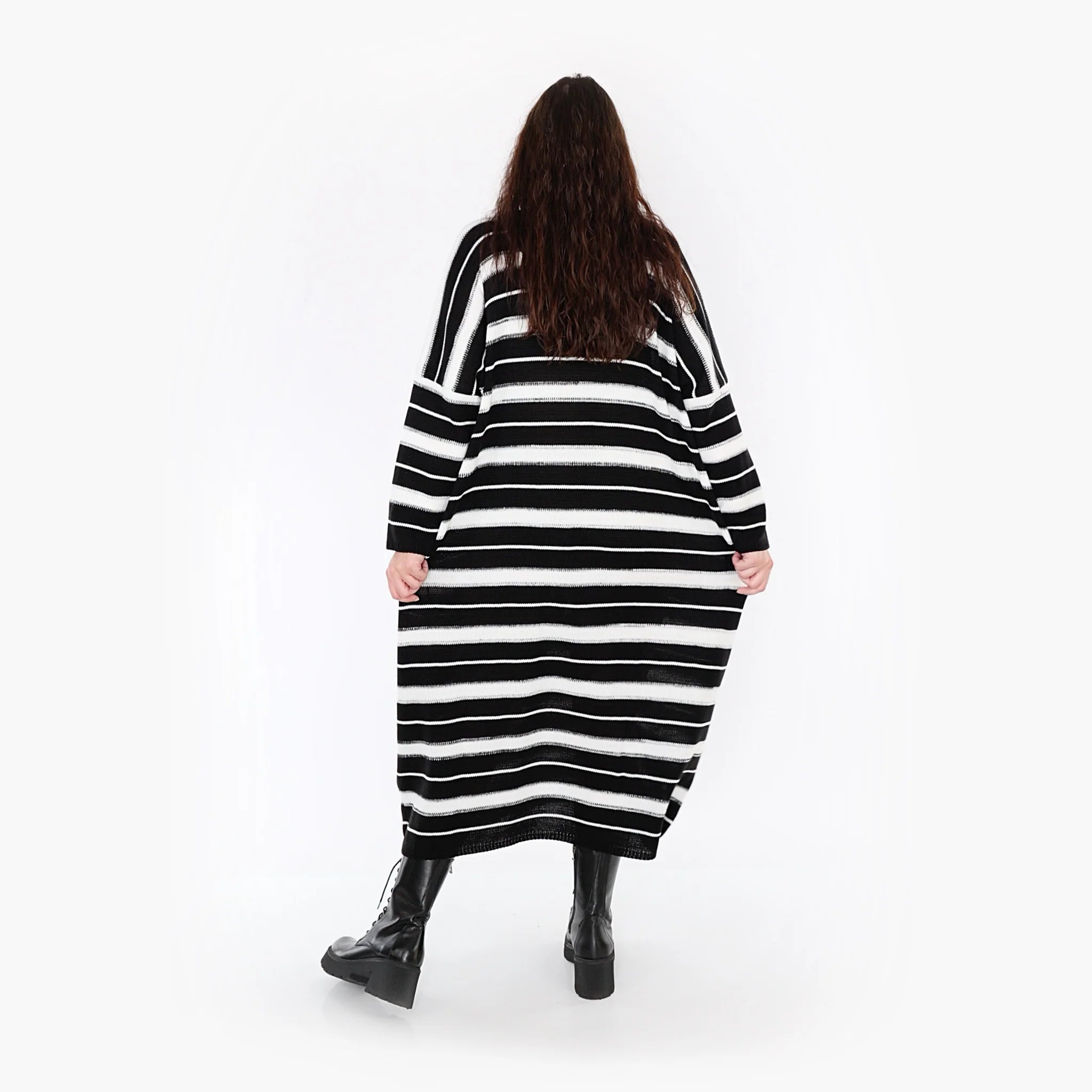  AKH Fashion Kleid in gerader Form, aus Baumwolle, 1343.02337, Schwarz-Weiß, Schick