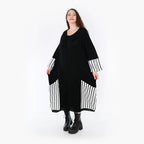  AKH Fashion Kleid in gerader Form, aus Baumwolle, 1343.02405, Schwarz-Weiß, Streifen