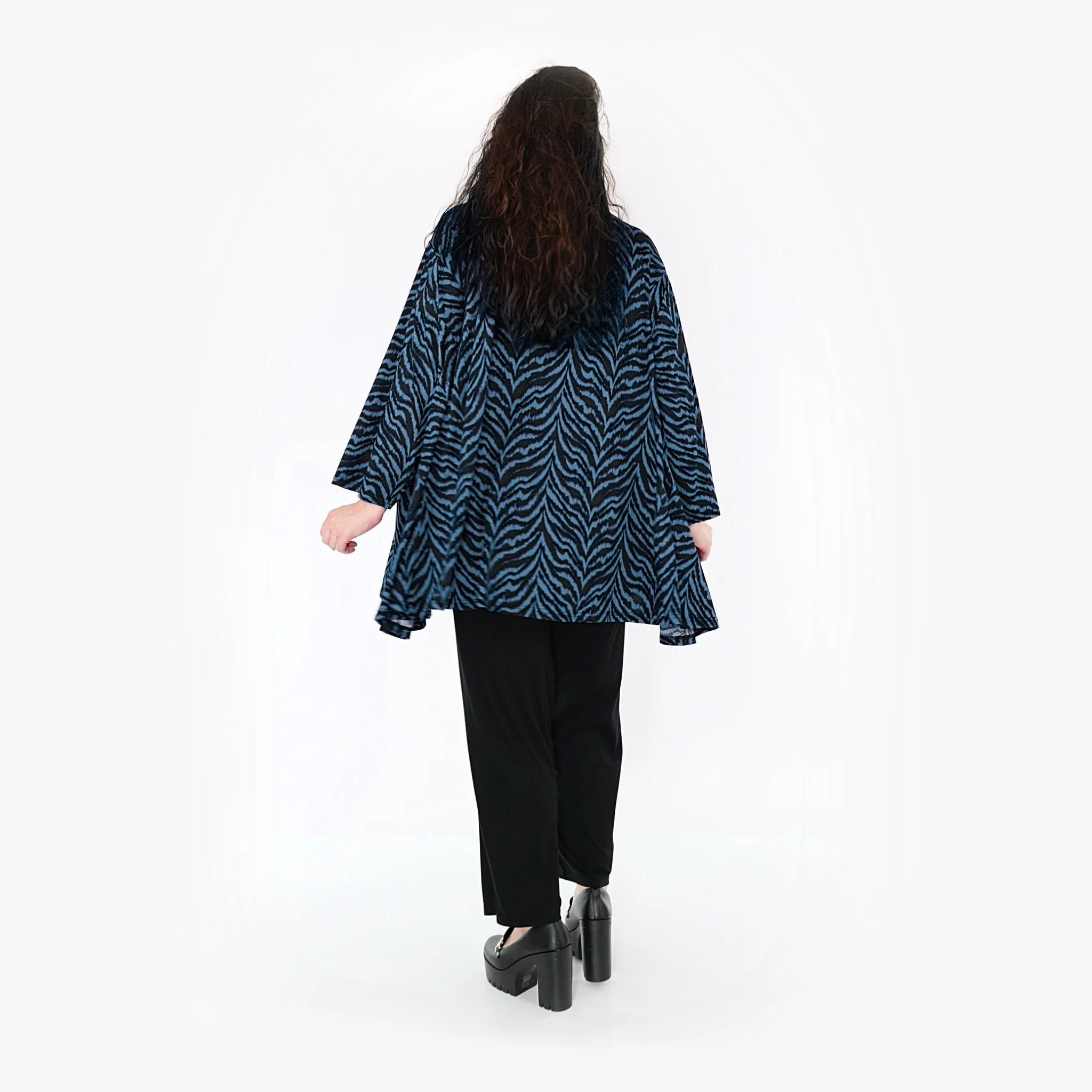  A-Form Bigshirt von AKH Fashion aus Viskose, 1344.00593, Petrol-Schwarz, Schick, Modern