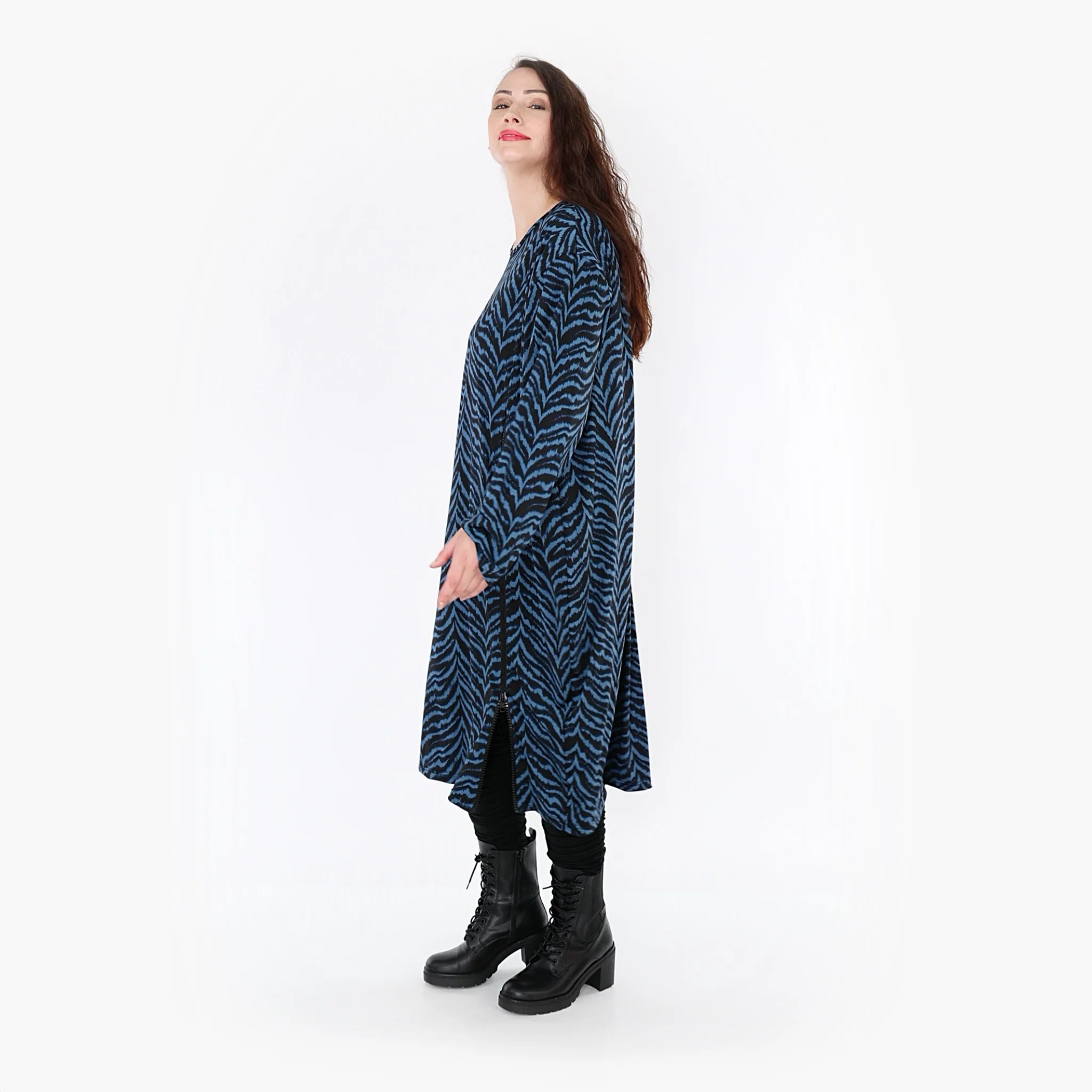  Ballonkleid von AKH Fashion aus Viskose, 1344.06942, Petrol-Schwarz, Schick, Modern