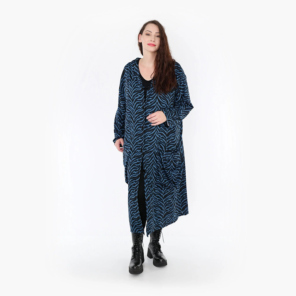  Ballonmantel von AKH Fashion aus Viskose, 1344.06976, Petrol-Schwarz, Schick, Modern