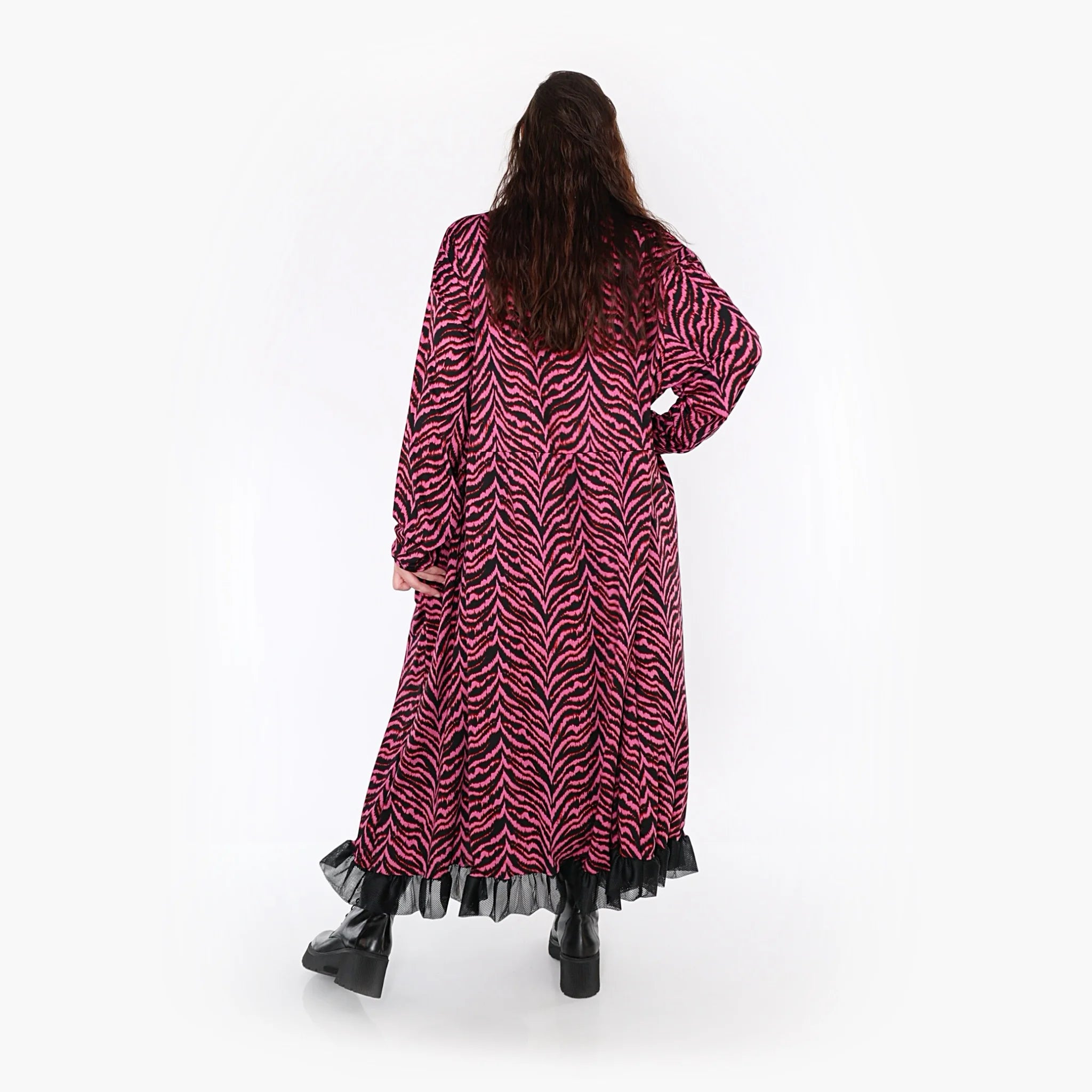  Ballonkleid von AKH Fashion aus Viskose, 1344.06984, Fuchsia-Schwarz, Schick, Modern