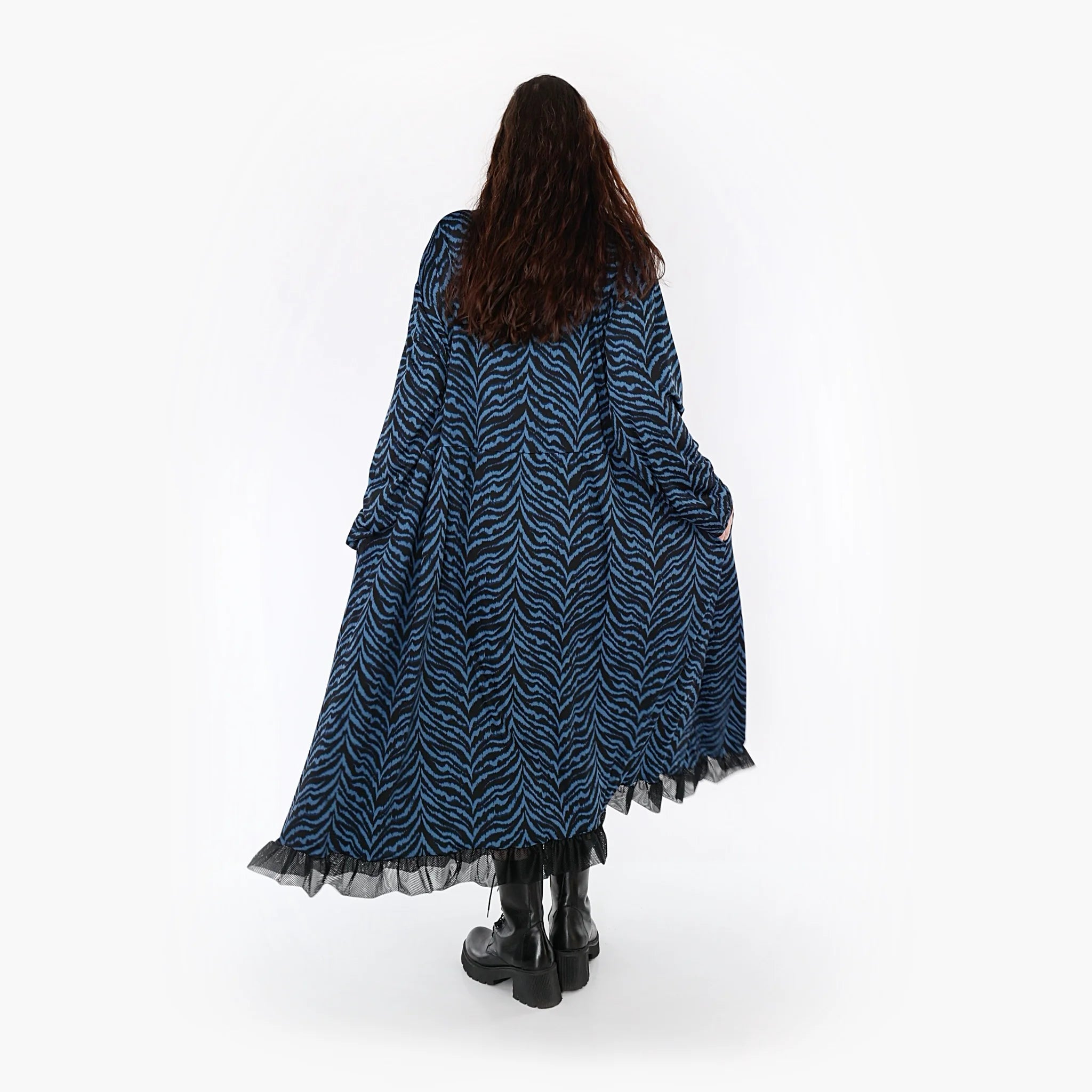  Ballonkleid von AKH Fashion aus Viskose, 1344.06984, Petrol-Schwarz, Schick, Modern
