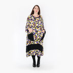  Ballonkleid von AKH Fashion aus Viskose, 1345.06981, Violett-Lime-Schwarz, Grafik, Schick