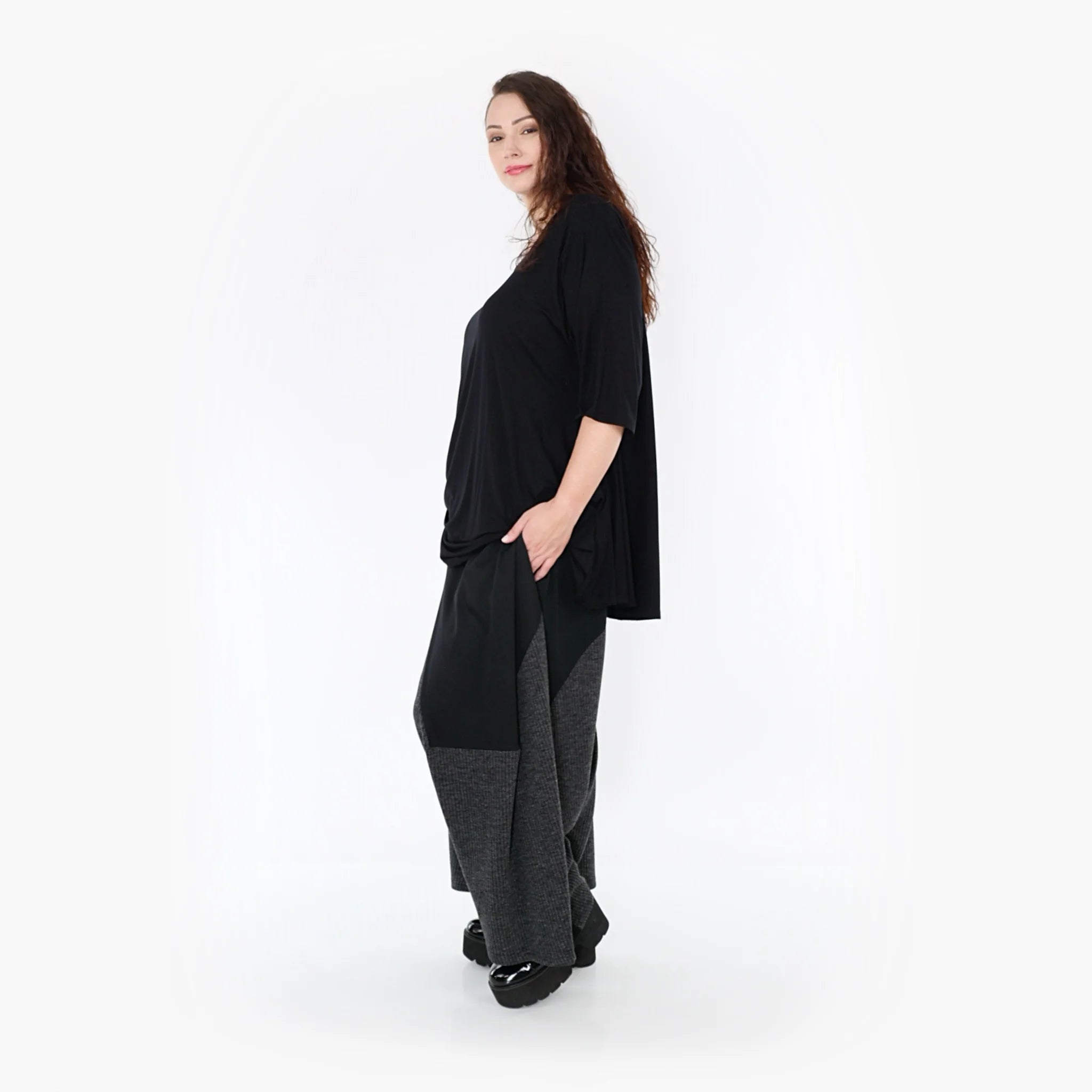  Haremshose von AKH Fashion aus Materialmix, 1346.06883, Schwarz-Dunkelgrau, Schick