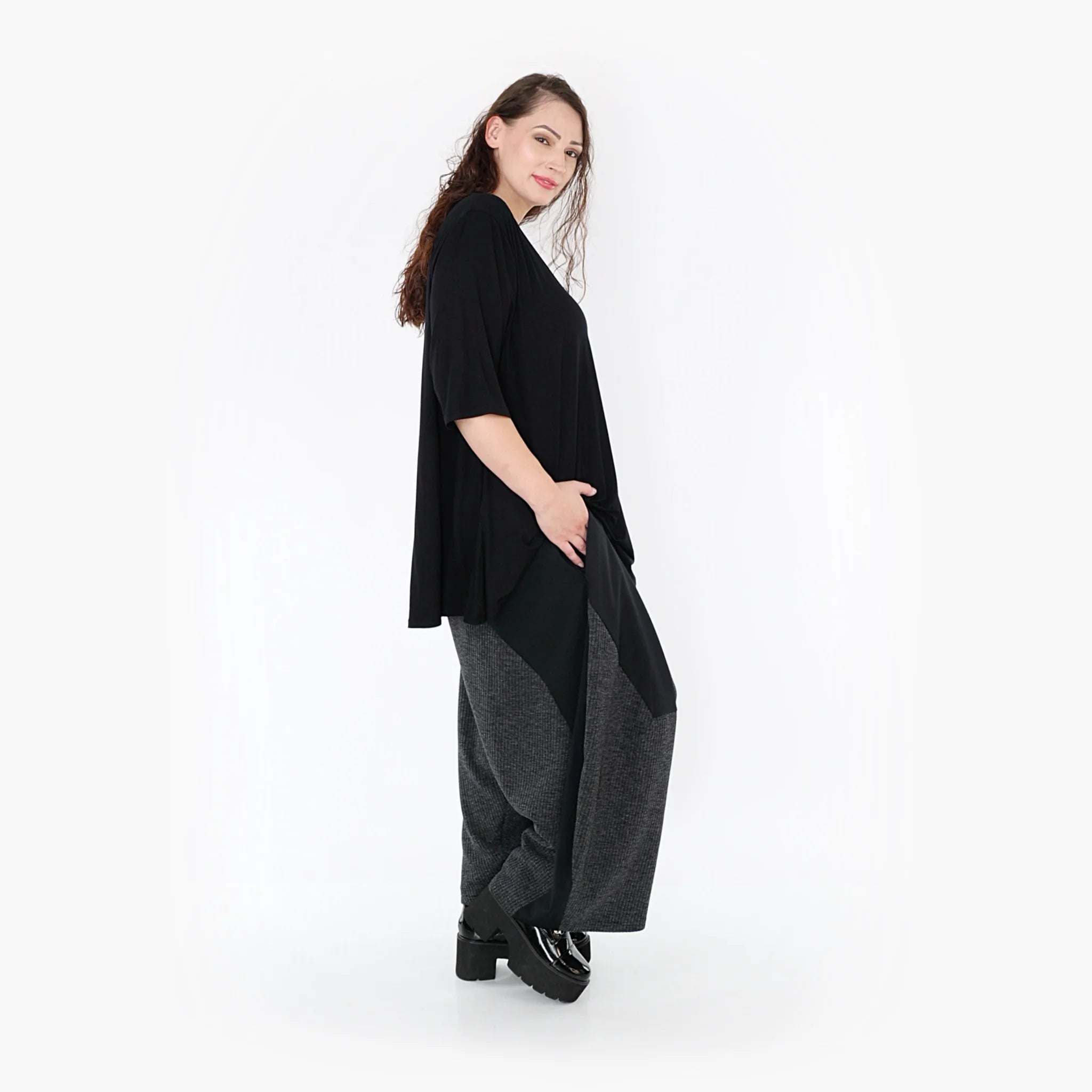  Haremshose von AKH Fashion aus Materialmix, 1346.06883, Schwarz-Dunkelgrau, Schick