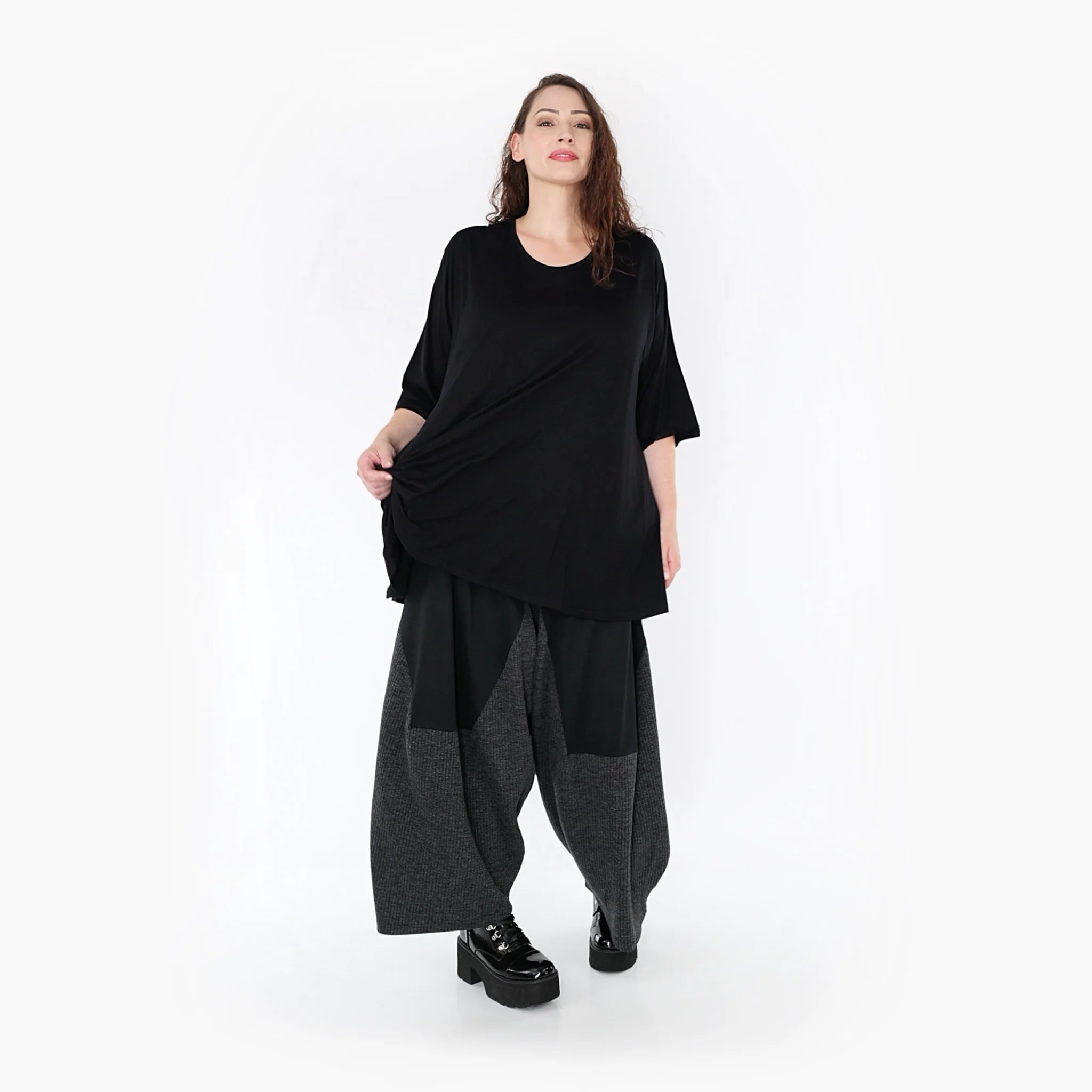  Haremshose von AKH Fashion aus Materialmix, 1346.06883, Schwarz-Dunkelgrau, Schick