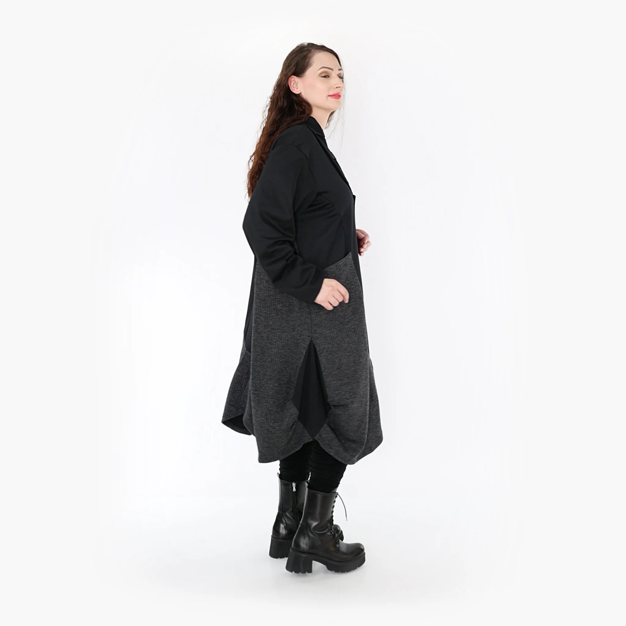  Ballonmantel von AKH Fashion aus Materialmix, 1346.06885, Schwarz-Dunkelgrau, Schick