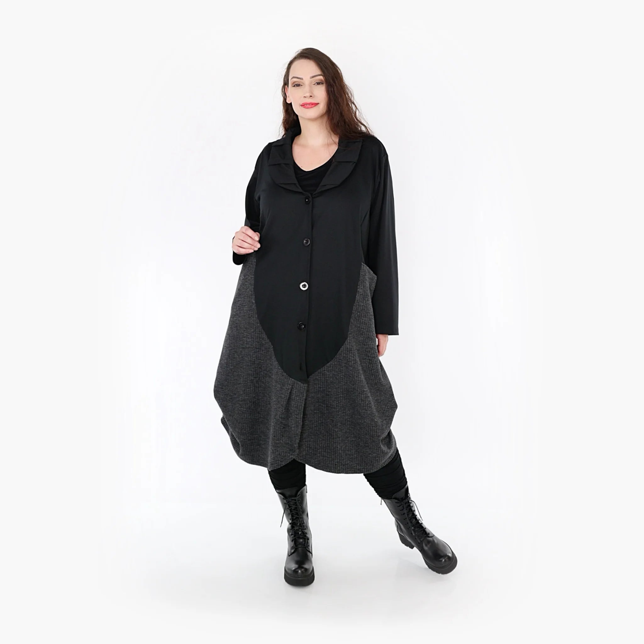  Ballonmantel von AKH Fashion aus Materialmix, 1346.06885, Schwarz-Dunkelgrau, Schick