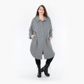  AKH Fashion Bluse in gerundeter Form, aus Materialmix, 1347.06881, Grau, Wellen, Schick