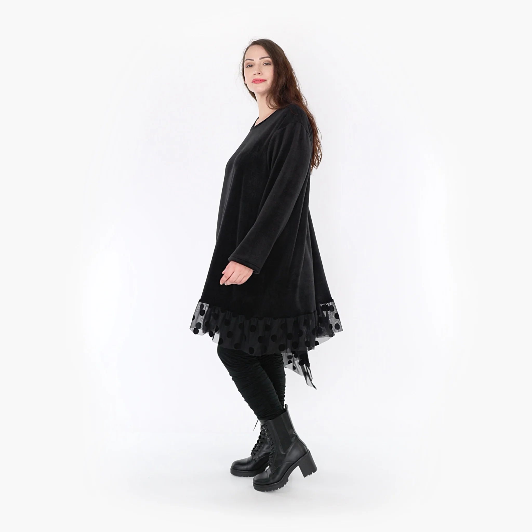  AKH Fashion Kleid in asymmetrischer Form, aus Polyester, 1348.06875, Schwarz, Schick