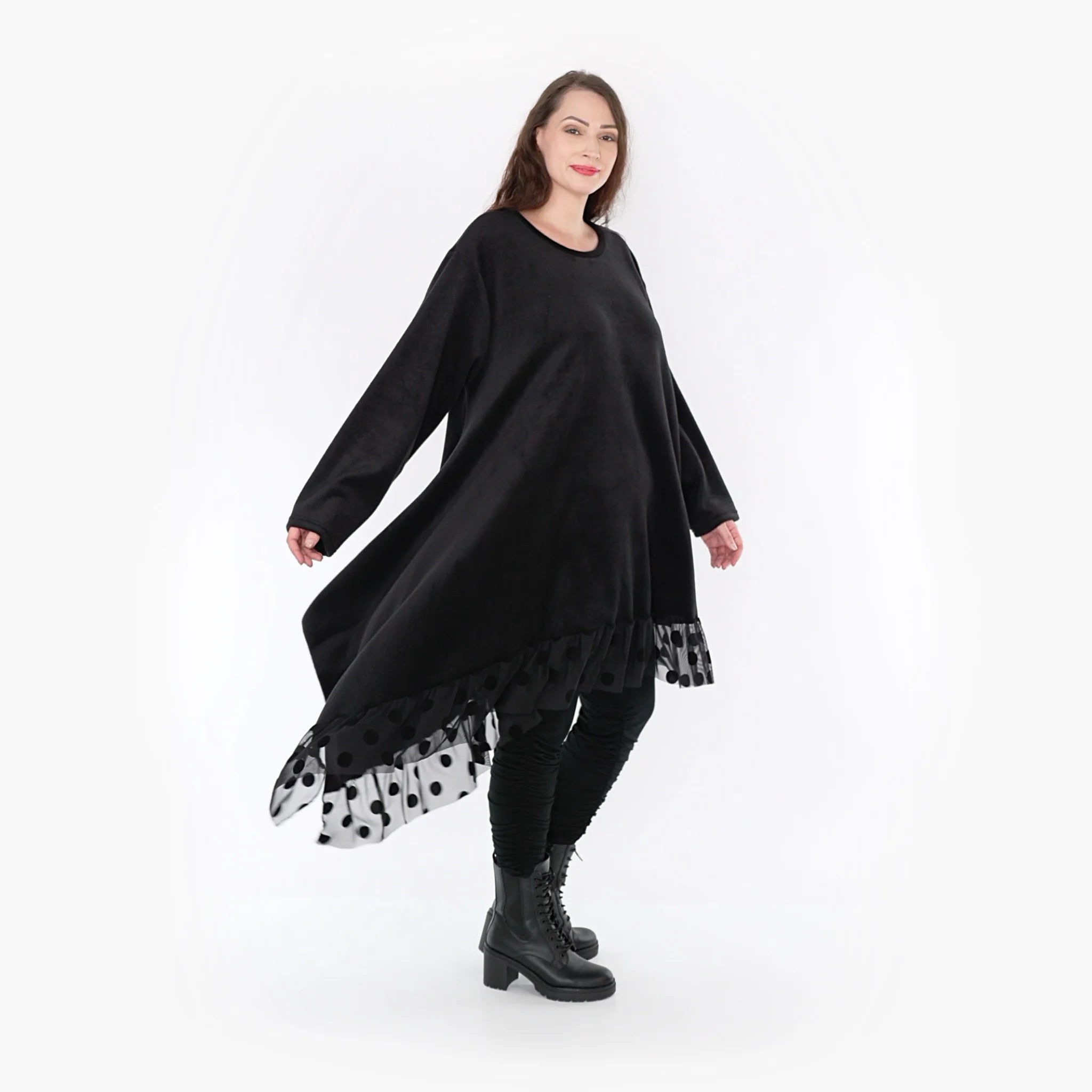  AKH Fashion Kleid in asymmetrischer Form, aus Polyester, 1348.06875, Schwarz, Schick
