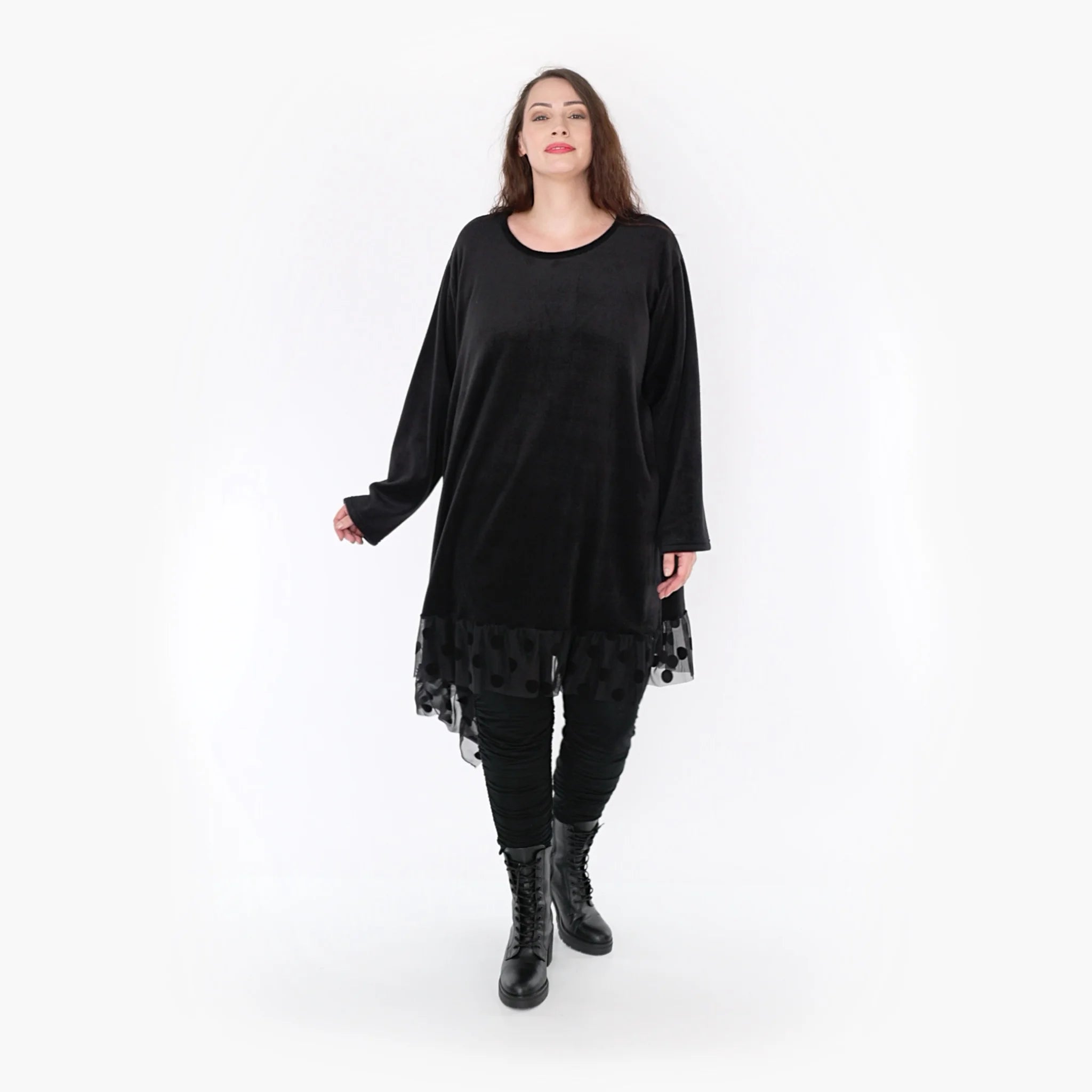  AKH Fashion Kleid in asymmetrischer Form, aus Polyester, 1348.06875, Schwarz, Schick