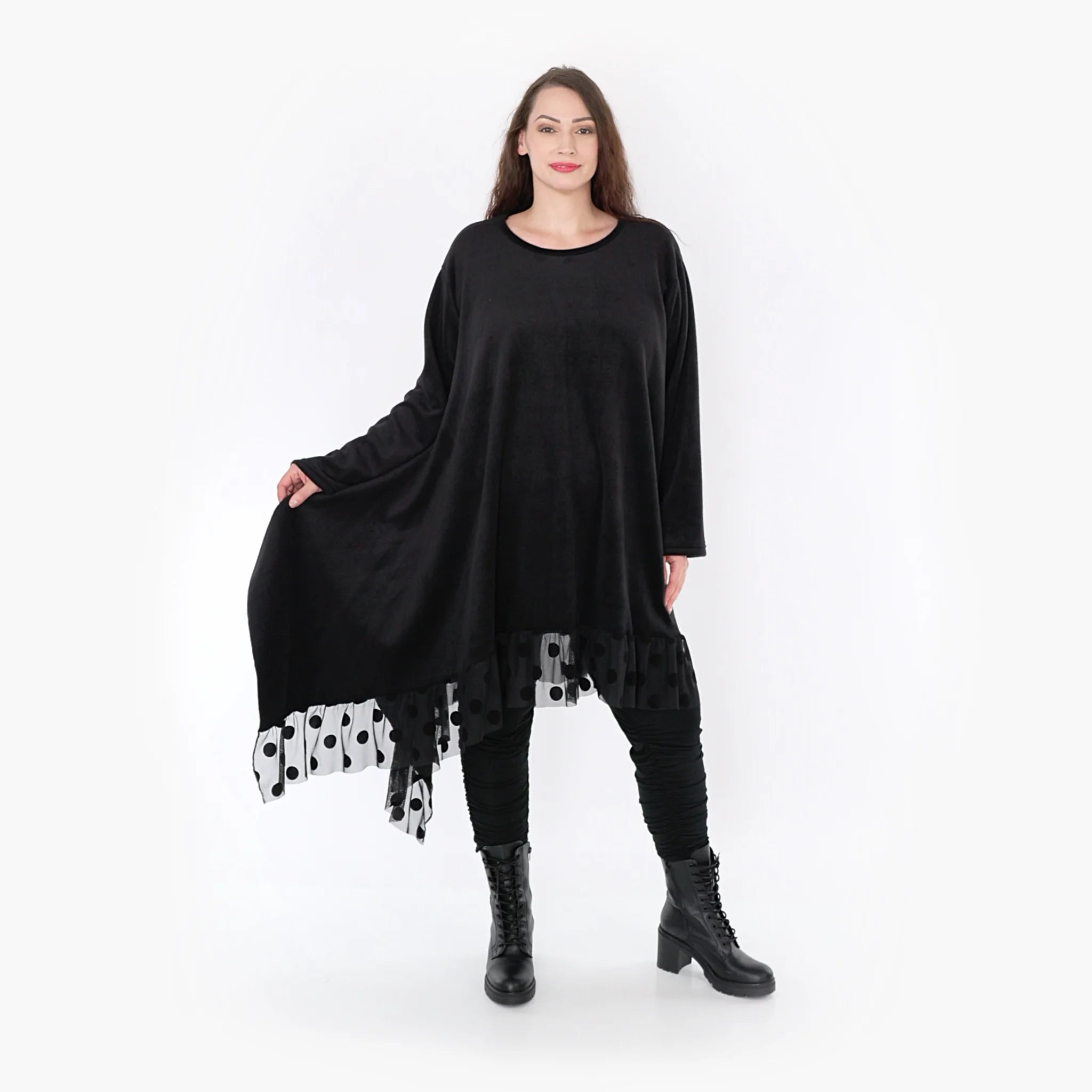  AKH Fashion Kleid in asymmetrischer Form, aus Polyester, 1348.06875, Schwarz, Schick