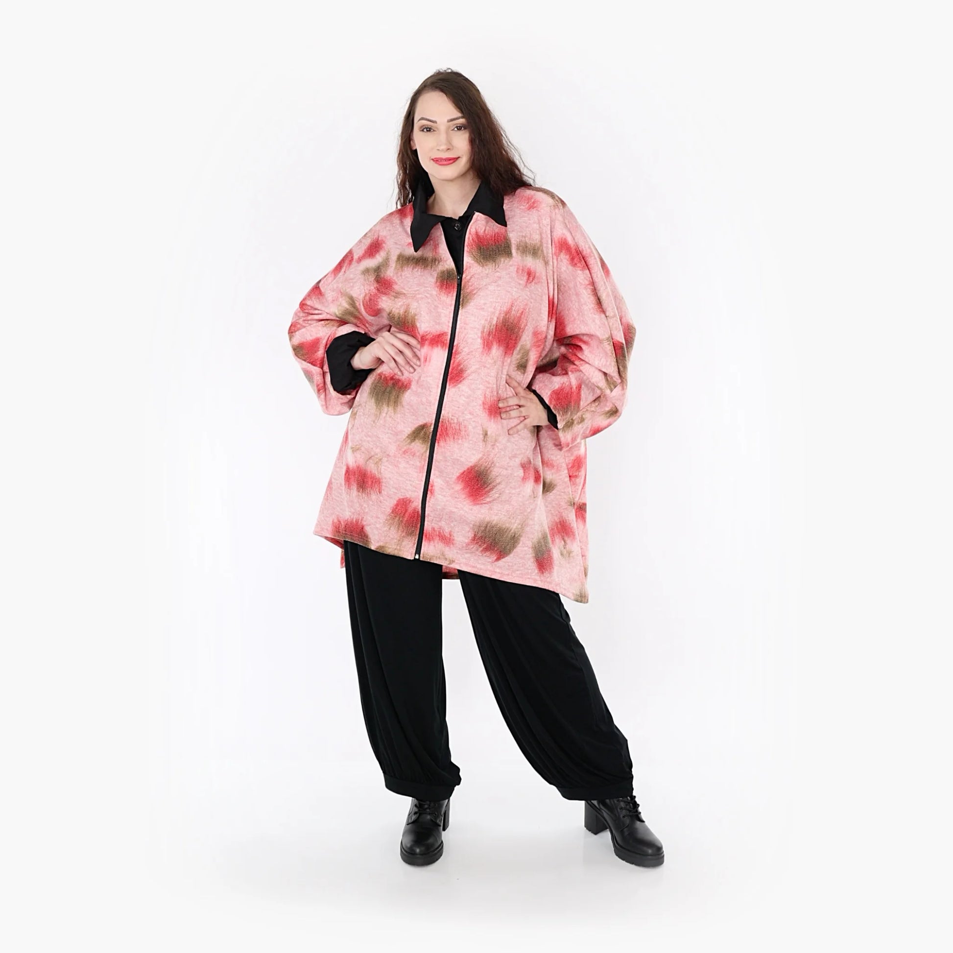  Stylische oversized Jacke in trendigem Pink-Grün für lässige Herbst- und Winterlooks