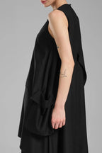  A-Form Kleid von TW3 aus Polyamid, 1197, Schwarz, Schick, Modern, Ausgefallen