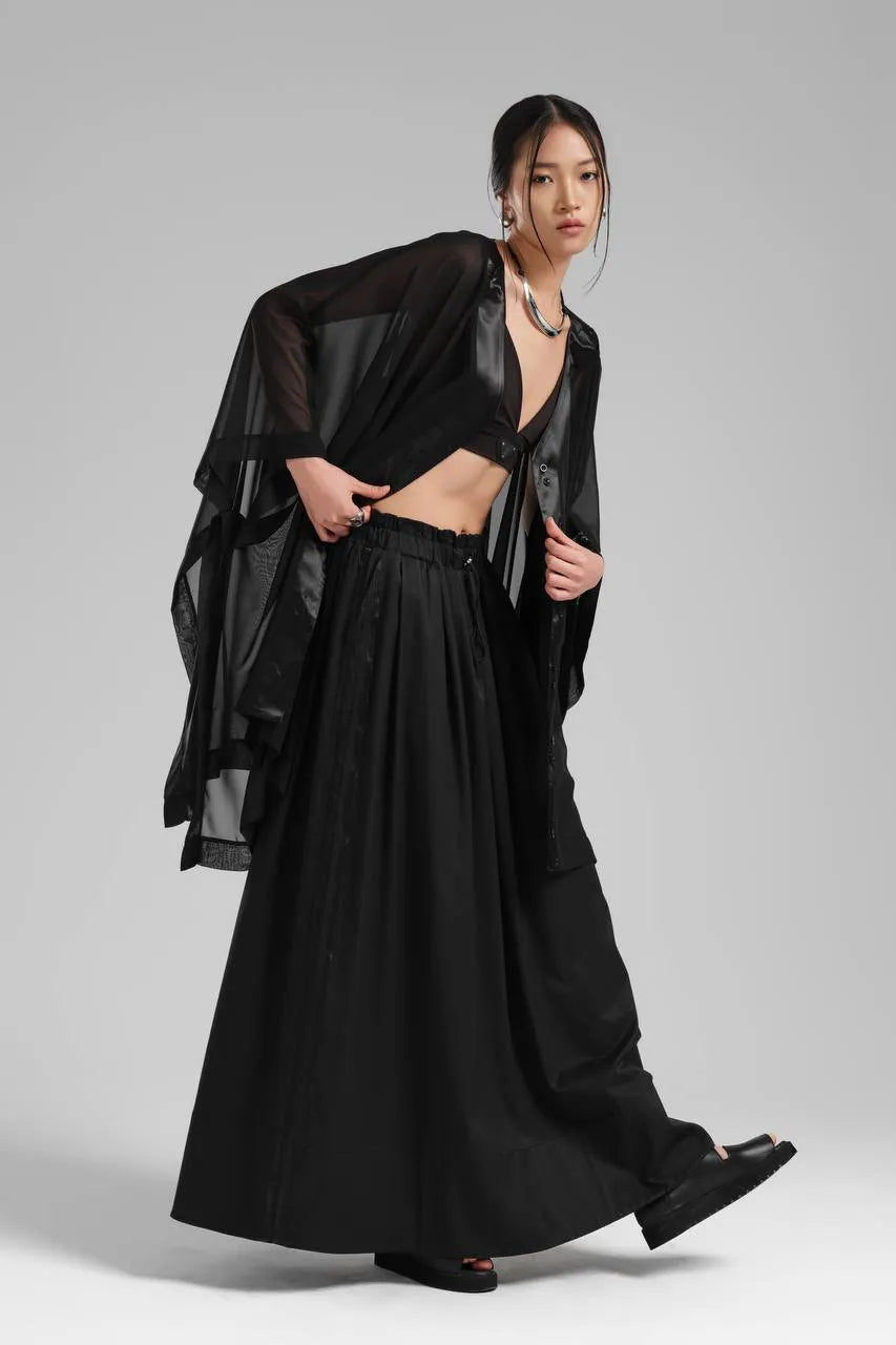  Oversize Zipfel Weste von TW3 aus Polyamid, 1236, Schwarz, Schick, Modern, Ausgefallen