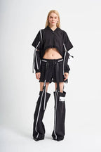  TW3 Jacke in Vokuhila-Form, aus Polyamid, 724, Schwarz, Schick, Modern, Ausgefallen