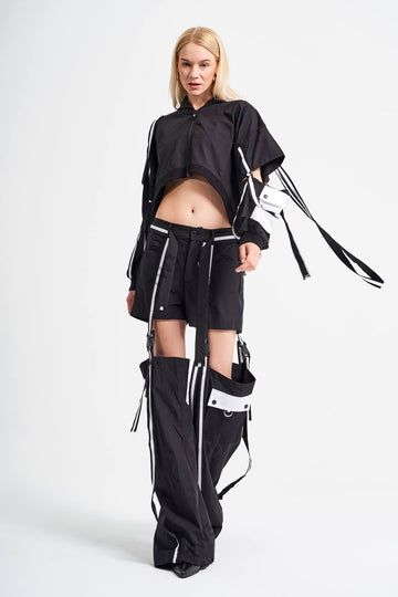  TW3 Hose in gerader Form, aus Polyamid, 725, Schwarz, Streifen, Schick, Ausgefallen