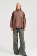  TW3 Pullover in kastiger Form, aus Baumwolle, 942, Braun, Schick, Modern, Ausgefallen