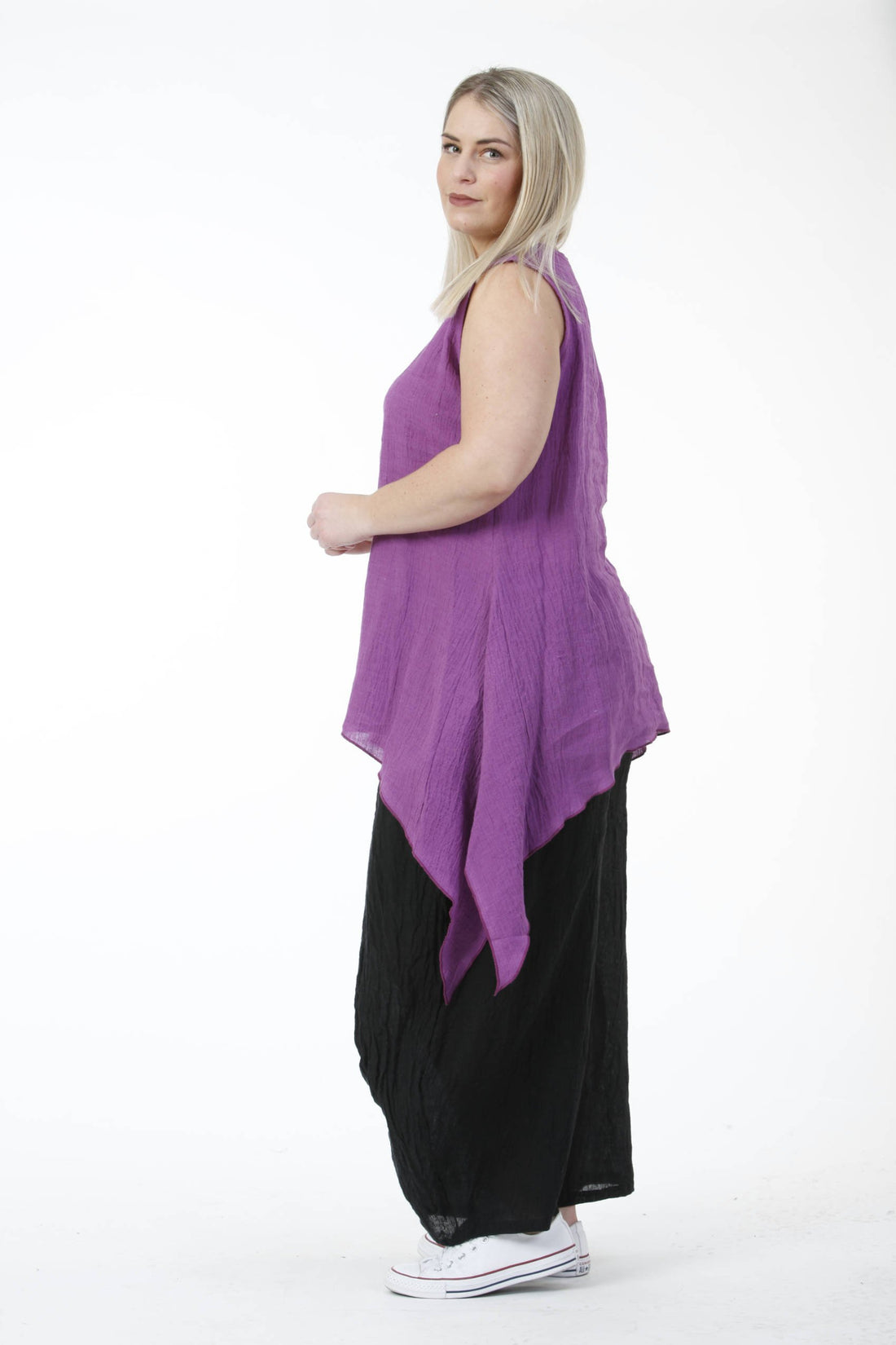  A-Form Top von AKH Fashion aus Leinen, 0581.01975, Lila, Schick, Modern, Bequem